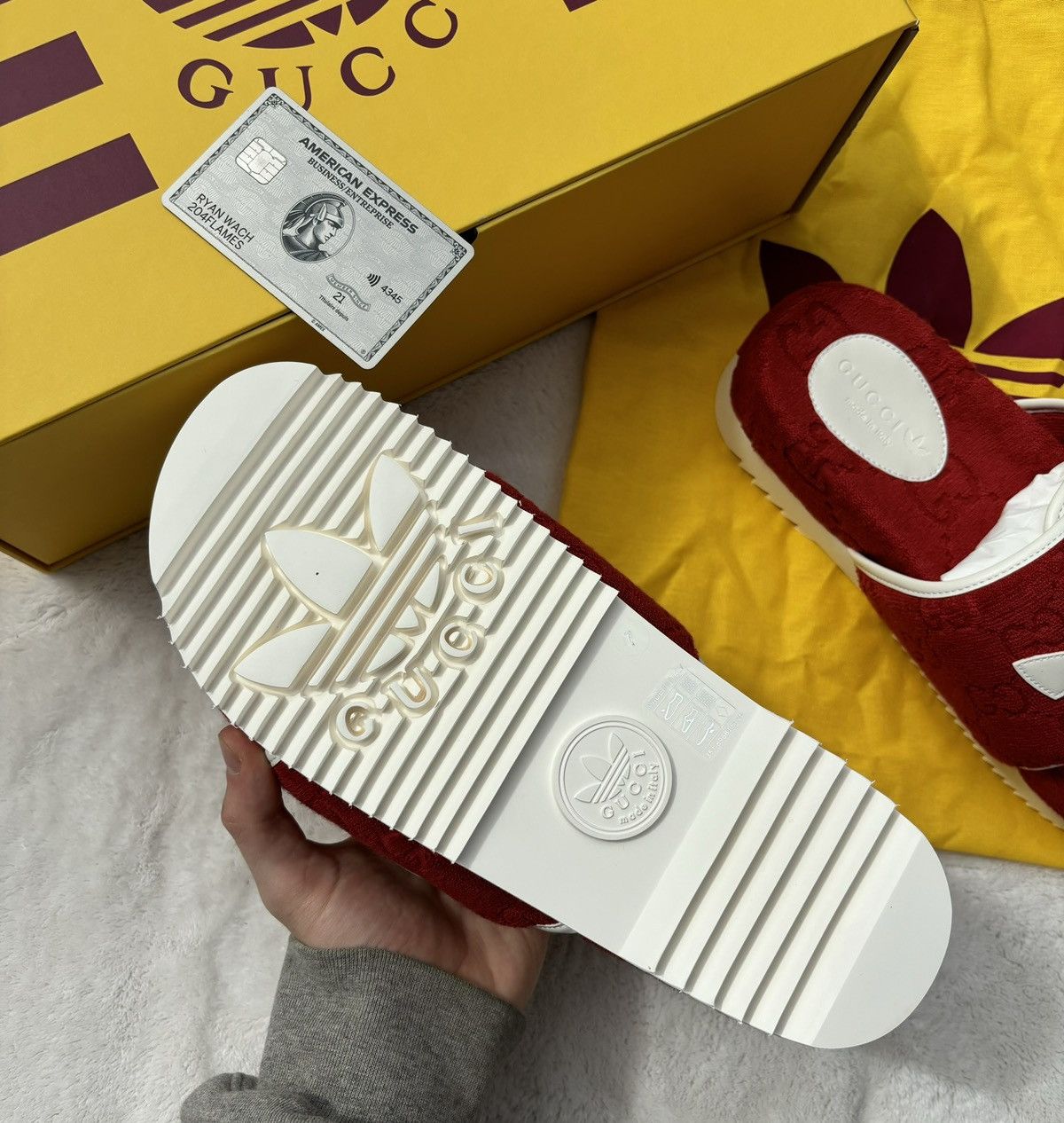Gucci Gucci x Adidas Red Monogram GG Slides Size US 8 / EU 41 - 5 Thumbnail