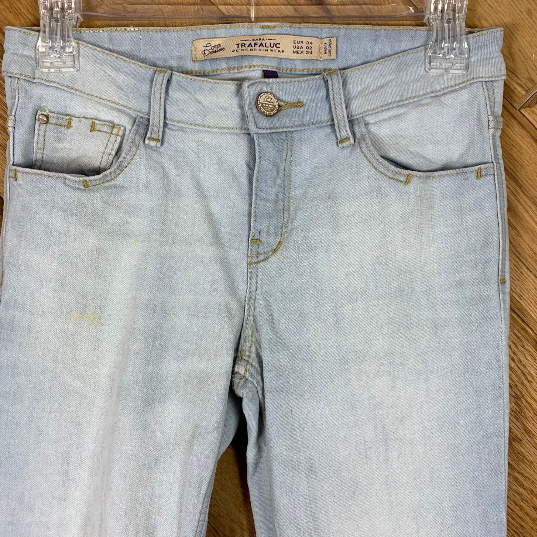 Zara Zara Trafaluc Womens Size 02 Slim Denim Jeans Pockets Casual Pants Light Blue Jeans Womens Slim Denim Pockets Casual Light Blue 90s? Size 26" / US 2 / IT 38 - 2 Thumbnail