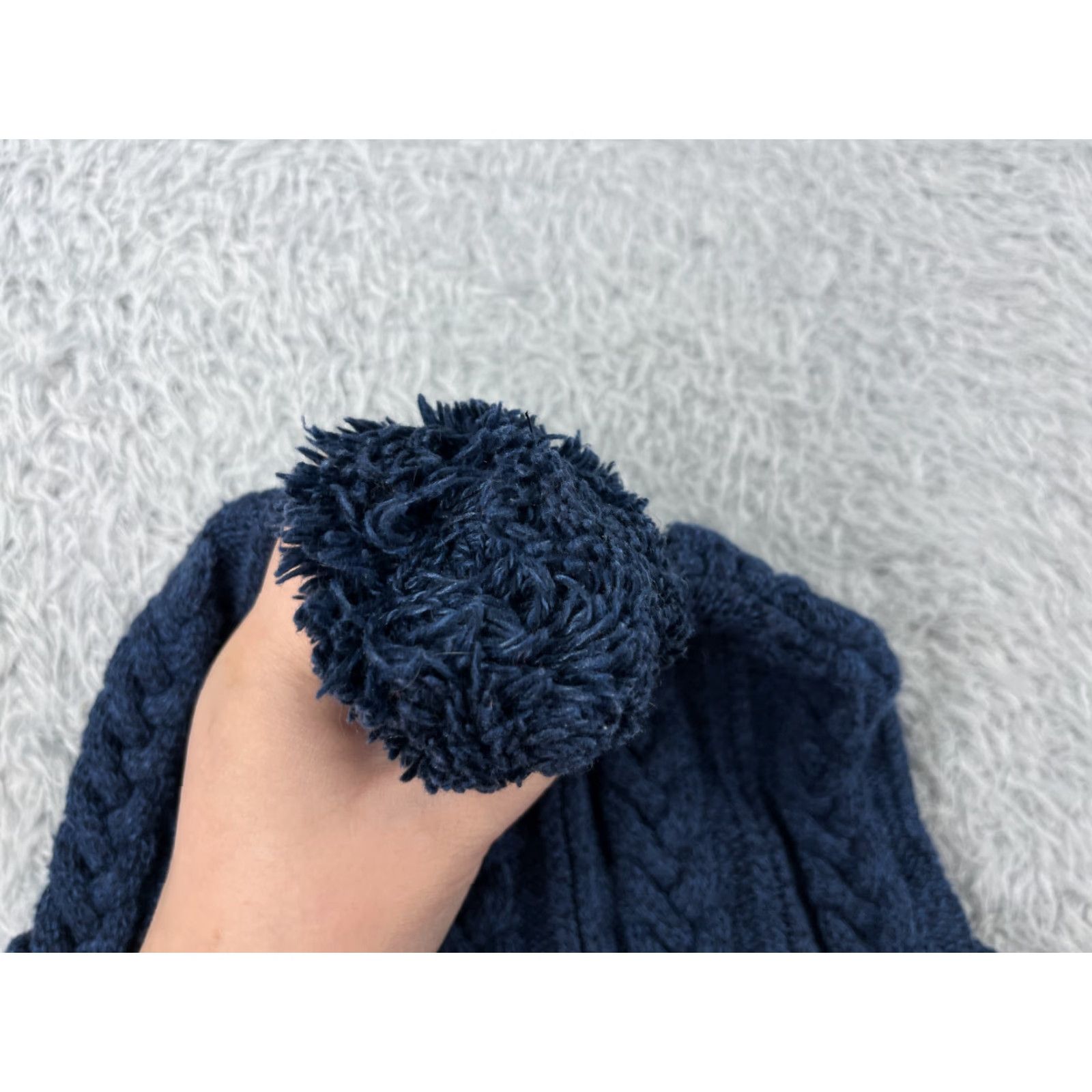 Vintage Womens Beanie Toque Blue Cable Knit Acrylic Polyester Blend One Size Knit Hat Ski Pom Beanie Womens Accessories Casual Outdoor Swirl 90s Size ONE SIZE - 3 Thumbnail