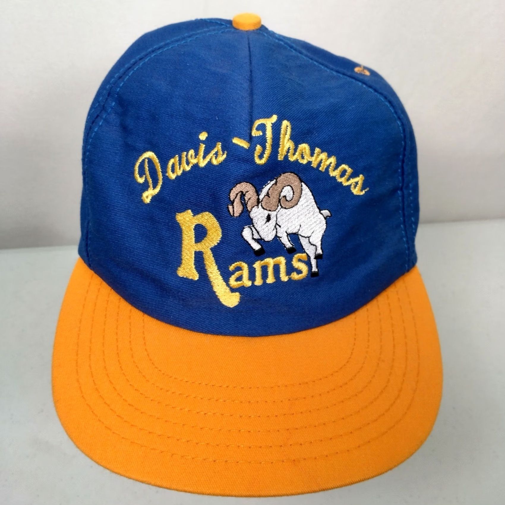 Vintage VINTAGE Davis Thomas West Virginia Rams Baseball Cap Hat Blue Gold Ram Snap Back Men One Size Cotton Canvas Adjustable Embroidered Rams Cap Size ONE SIZE - 3 Thumbnail
