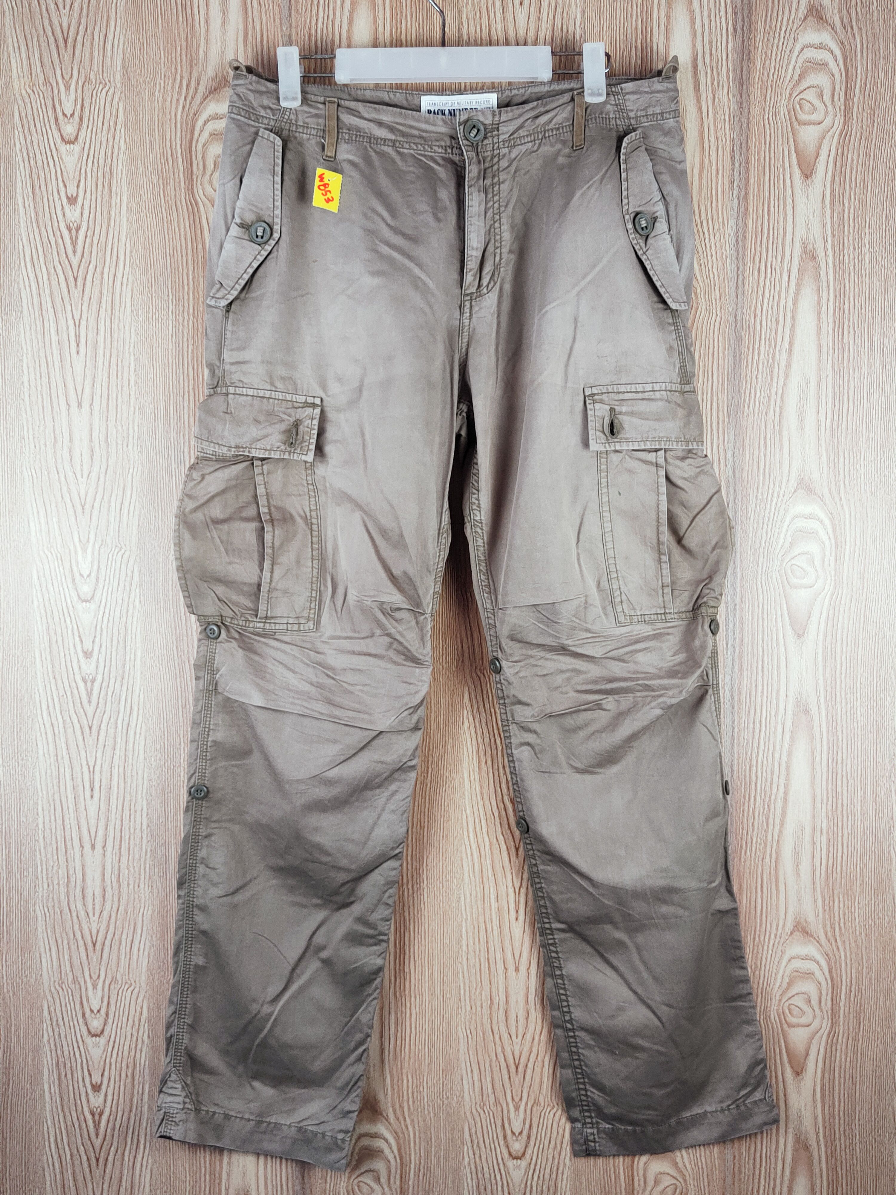 Japanese Brand Back Number Olive Faded Multipocket Cargo Pants #W853 Size US 32 / EU 48 - 1 Thumbnail
