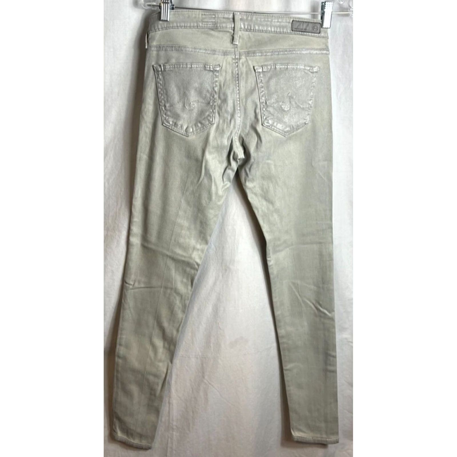 Vintage AG Adriano The Absolute Legging Extreme Skinny Coated Jean Women 26 Silver USA Size 26" / US 2 / IT 38 - 3 Thumbnail