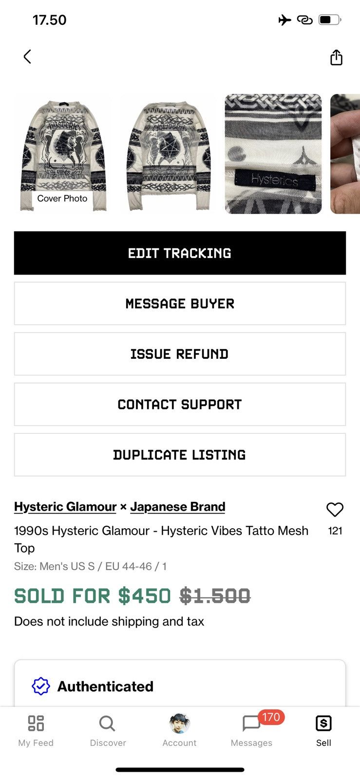 Hysteric Glamour 1990s Hysteric Glamour - Hysteric Vibes Tatto Mesh Top Size US S / EU 44-46 / 1 - 9 Thumbnail