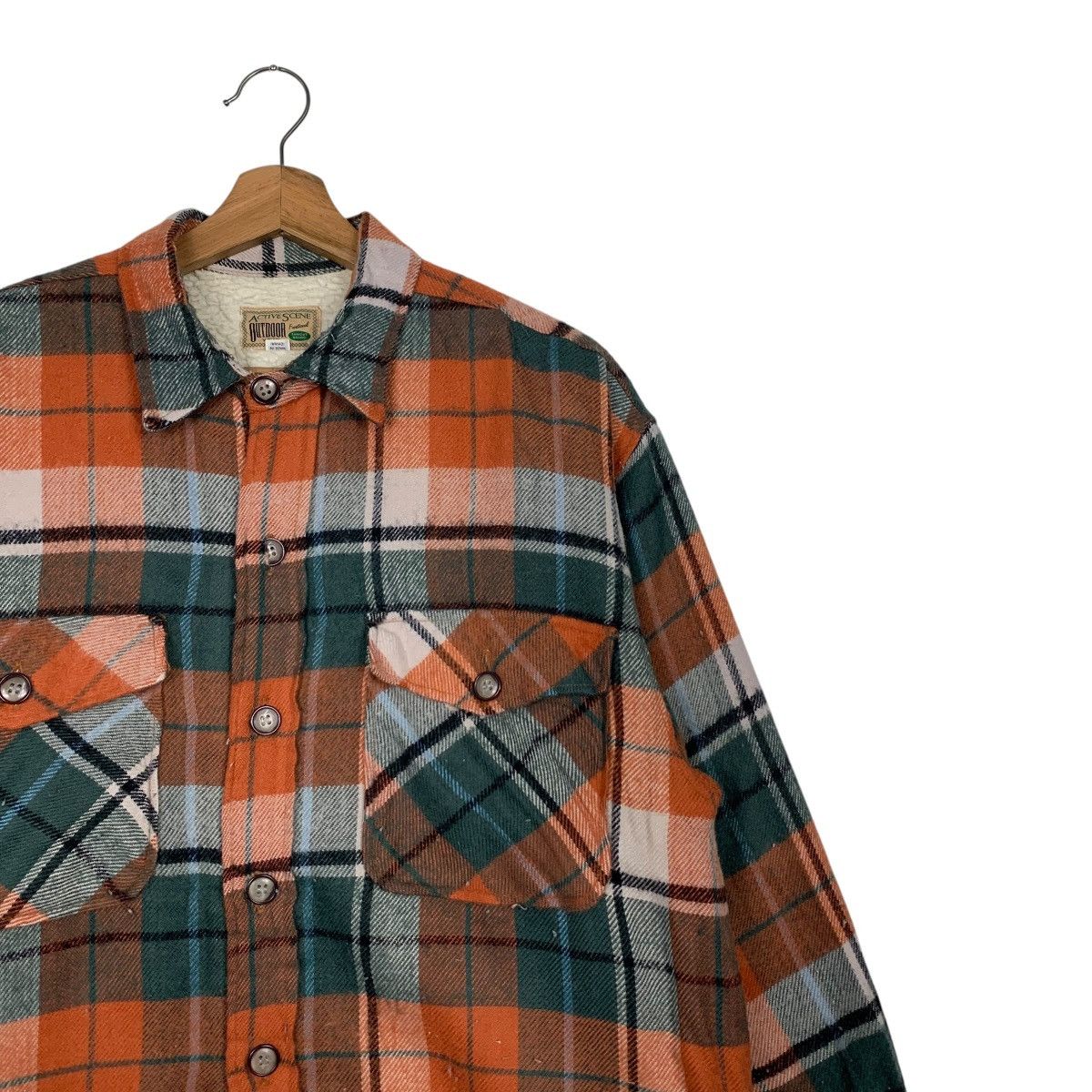 Vintage ACTIVE SCENE Outdoor Wear Check Flannel Jacket #2836-C128 Size US M / EU 48-50 / 2 - 4 Thumbnail