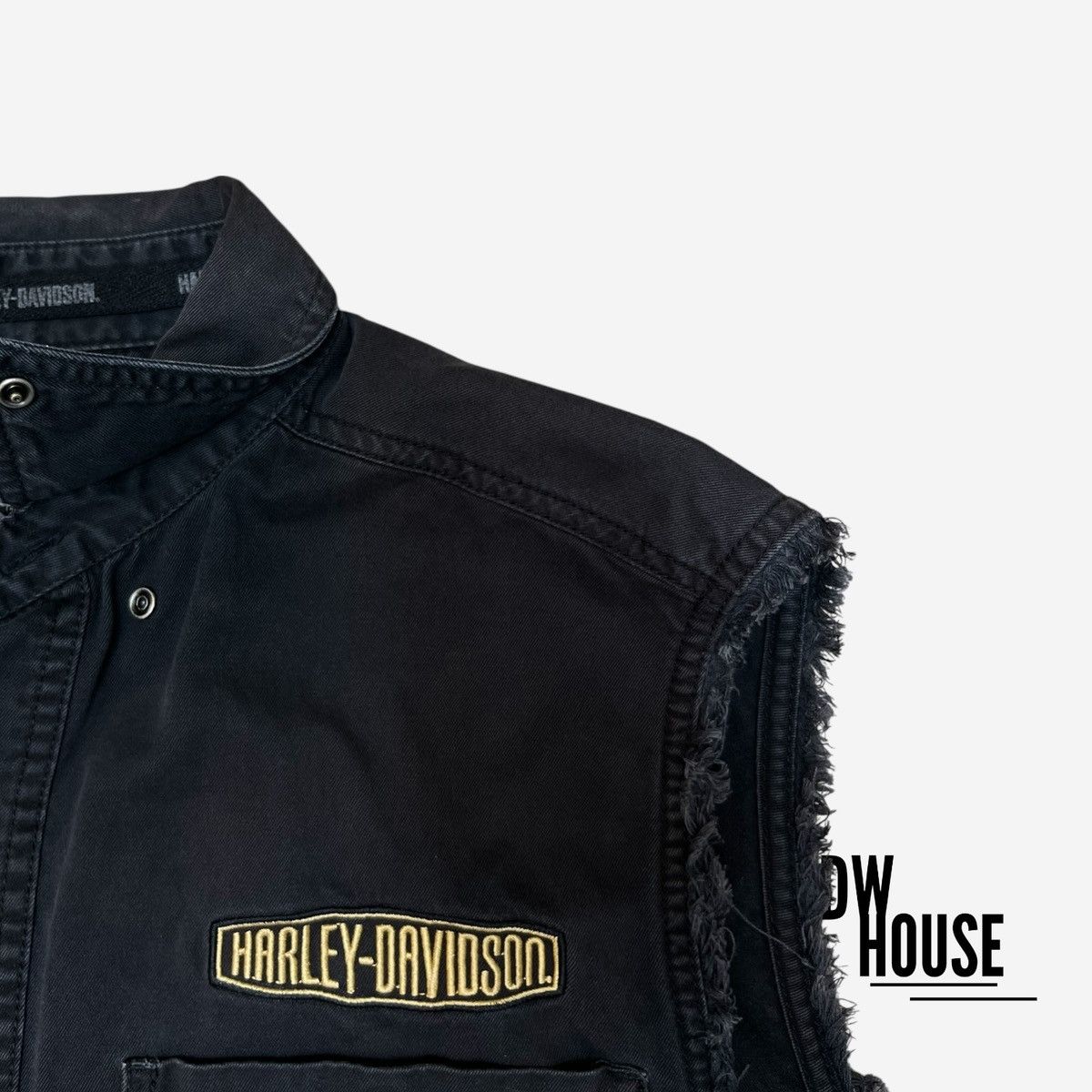 Harley Davidson Harley Davidson Sleeveless Denim Vest in Black/Gold Size US M / EU 48-50 / 2 - 3 Thumbnail