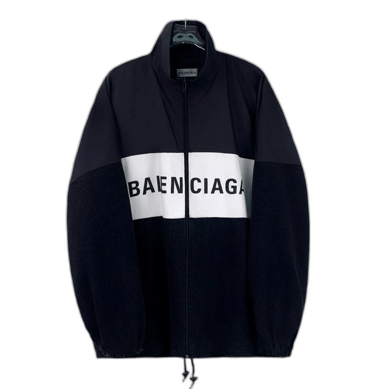 balenciaga black logo zip long sleeve jacket