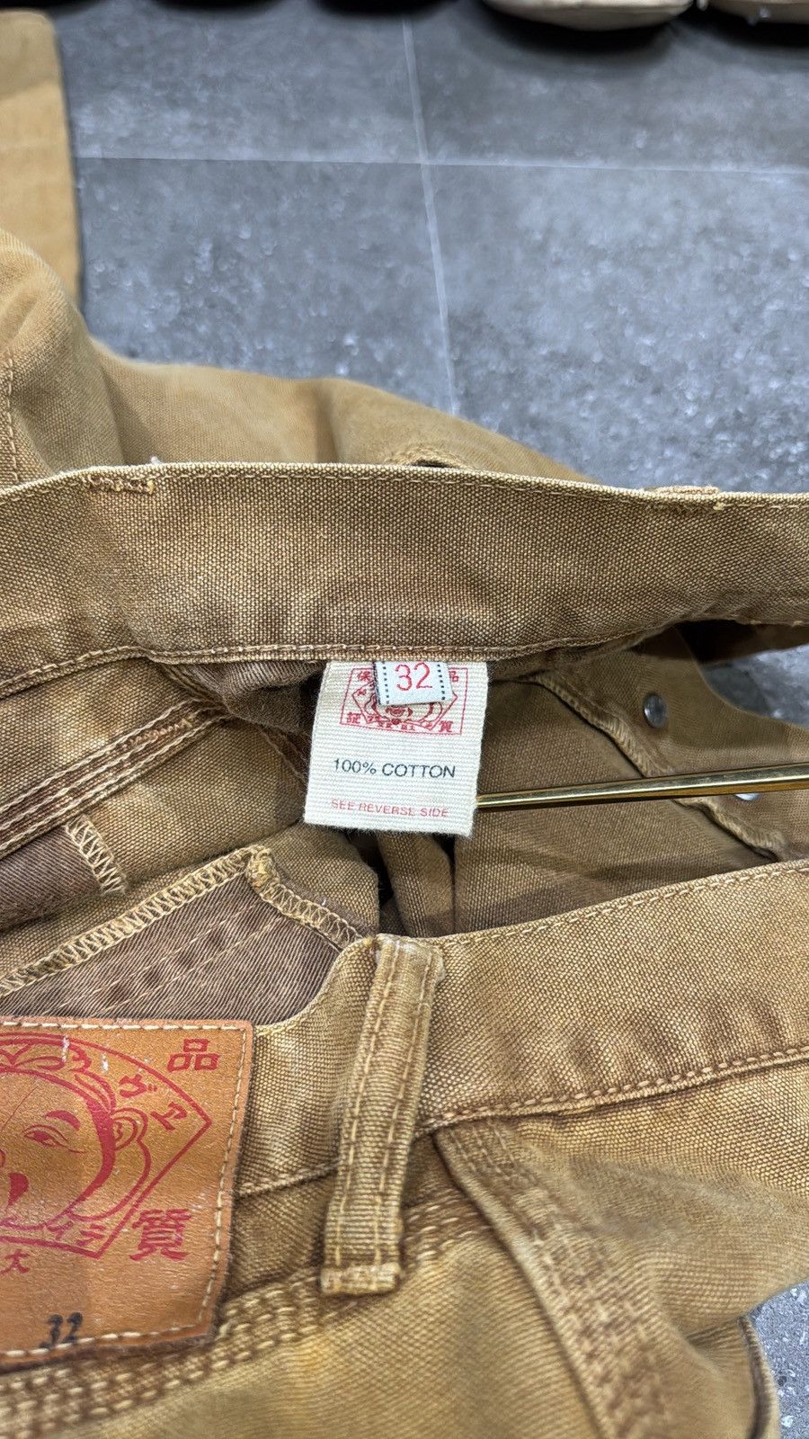 Evisu Rare EVISU Yamane Deluxe Canvas Pants Suede Leather Daicock Size US 32 / EU 48 - 12 Thumbnail