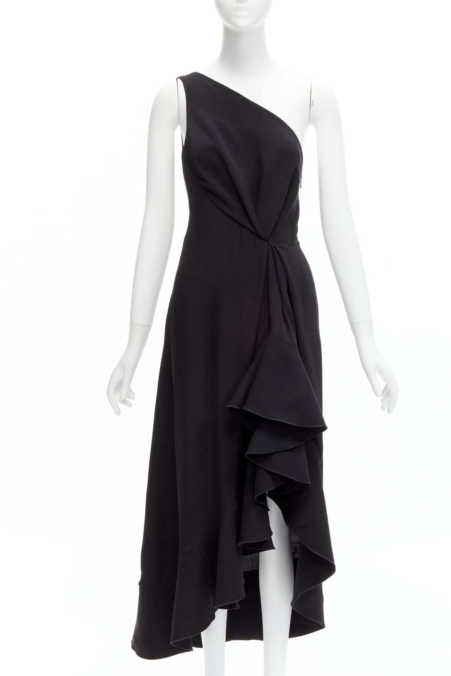 Dion Lee DION LEE black 100% silk one shoulder drape front asymmetric ruffle dress AUS10 M Size M / US 6-8 / IT 42-44 - 1 Thumbnail