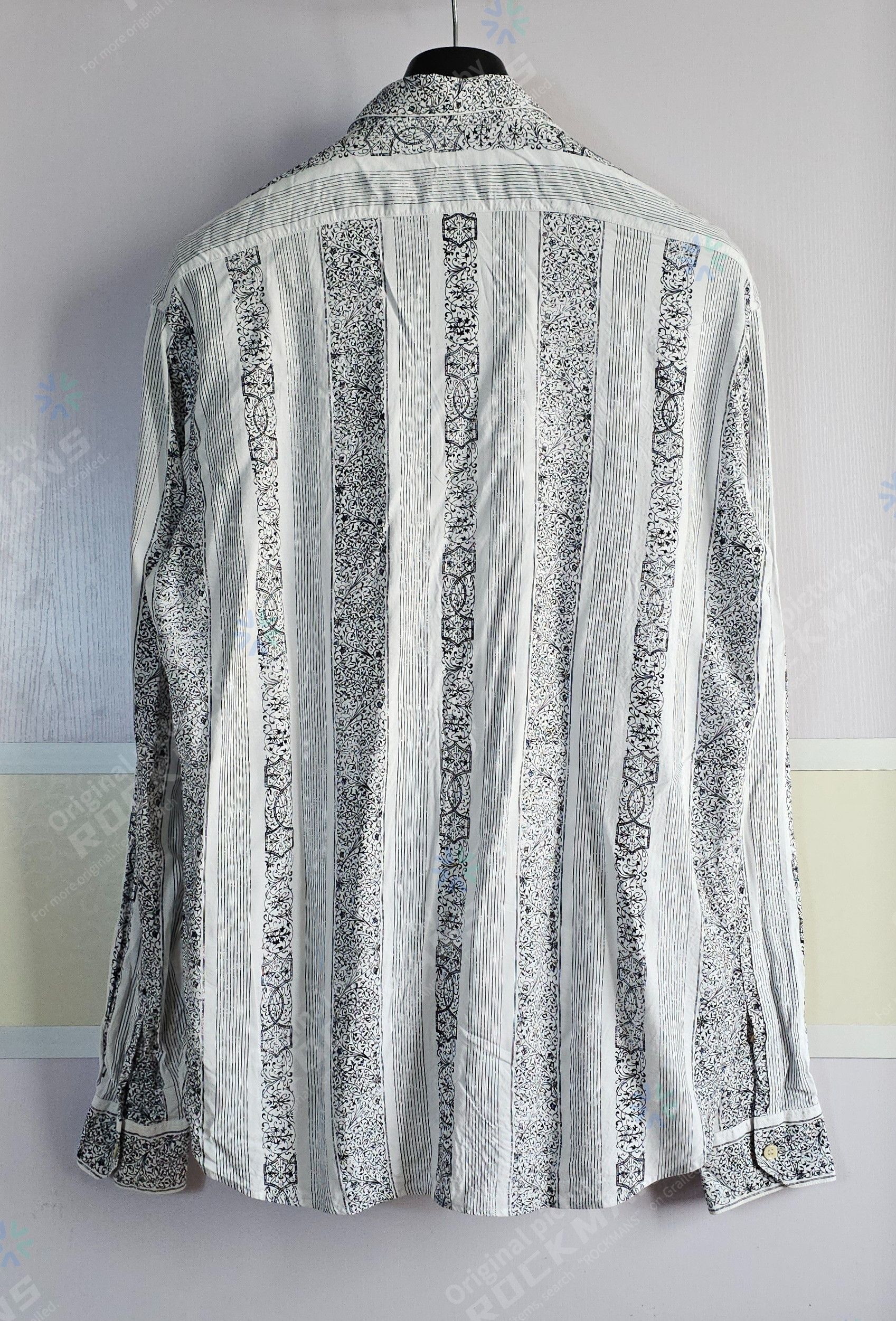 Saint Laurent Paris Saint Laurent White Striped Bandana Print Shirt Size 44/XL Size US XL / EU 56 / 4 - 4 Thumbnail
