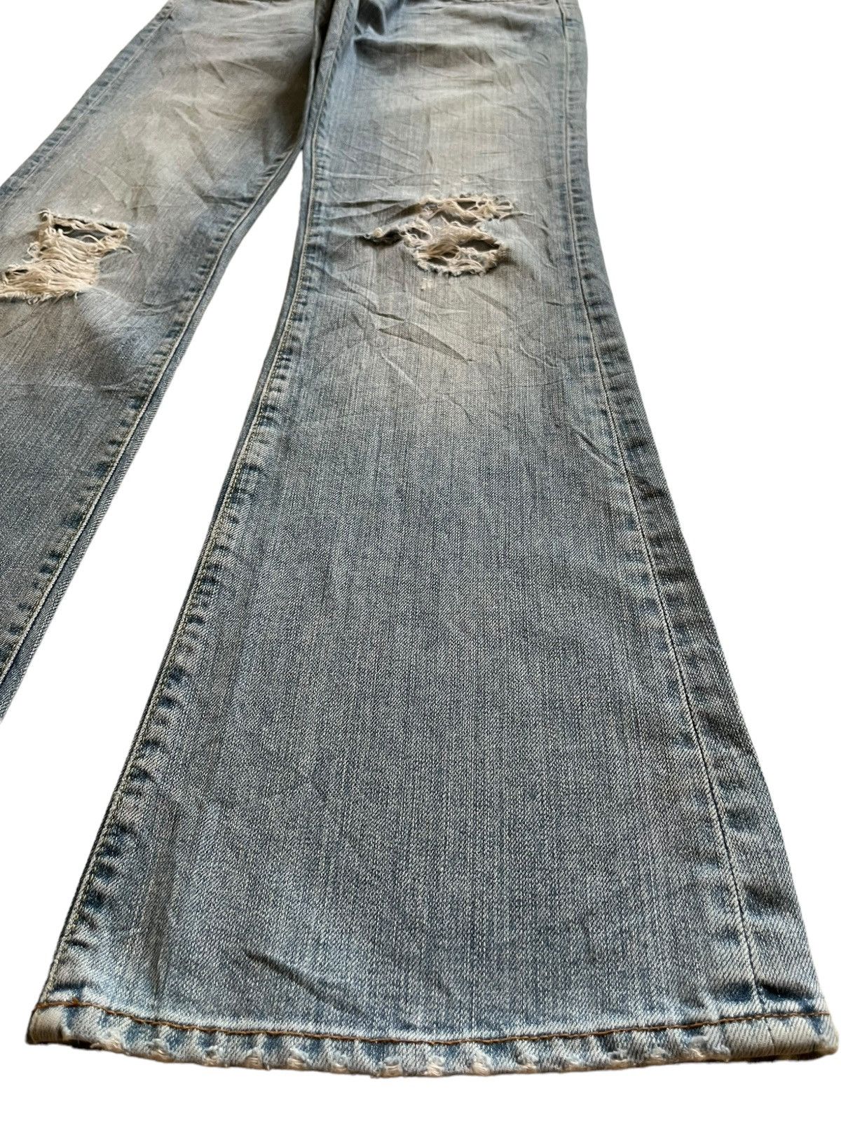 Japanese Brand SALES🔥Vintage Japanese Brand Blue Wash Distress Flare Jeans Size 29" - 6 Thumbnail