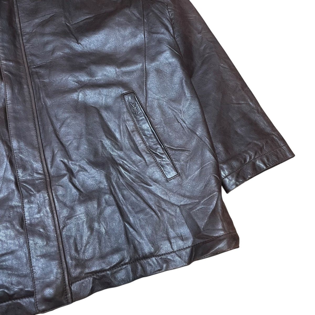 Yves Saint Laurent Vintage YSL Yves Saint Laurent Fur Collar Leather Jacket Size US L / EU 52-54 / 3 - 4 Thumbnail