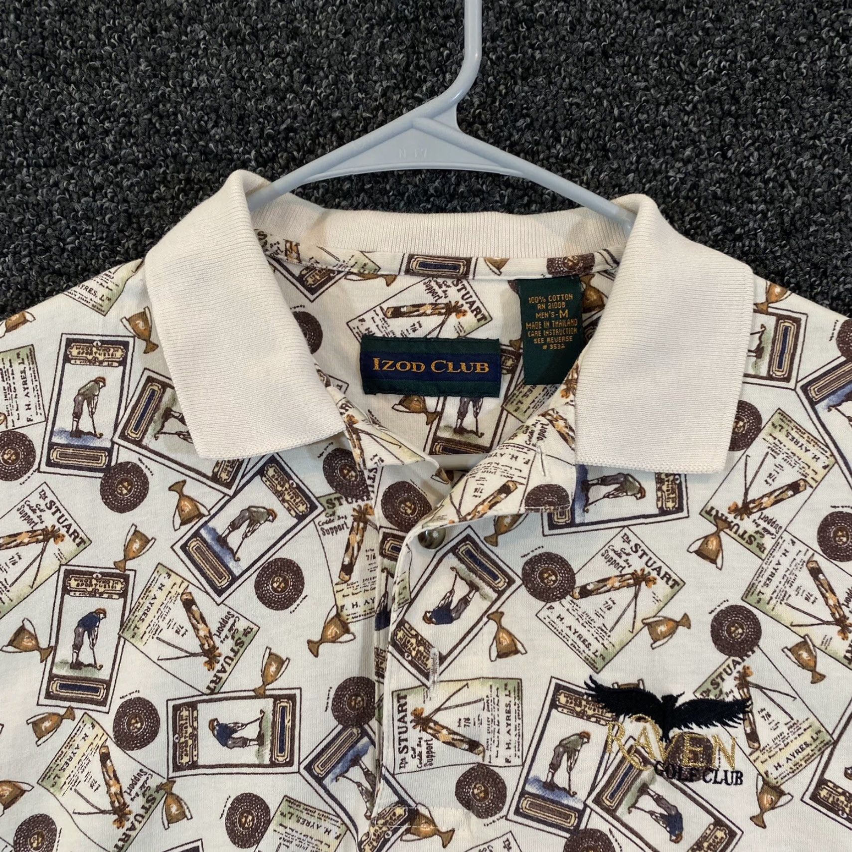 Izod IZOD Shirt Mens Medium Raven Short Sleeve Polo Golf Club Geometric Casual Size US M / EU 48-50 / 2 - 3 Thumbnail