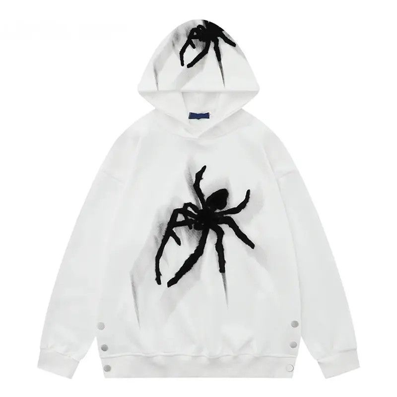 image of Vintage Embroidery Spider Hoodie in White, Men's (Size Medium)