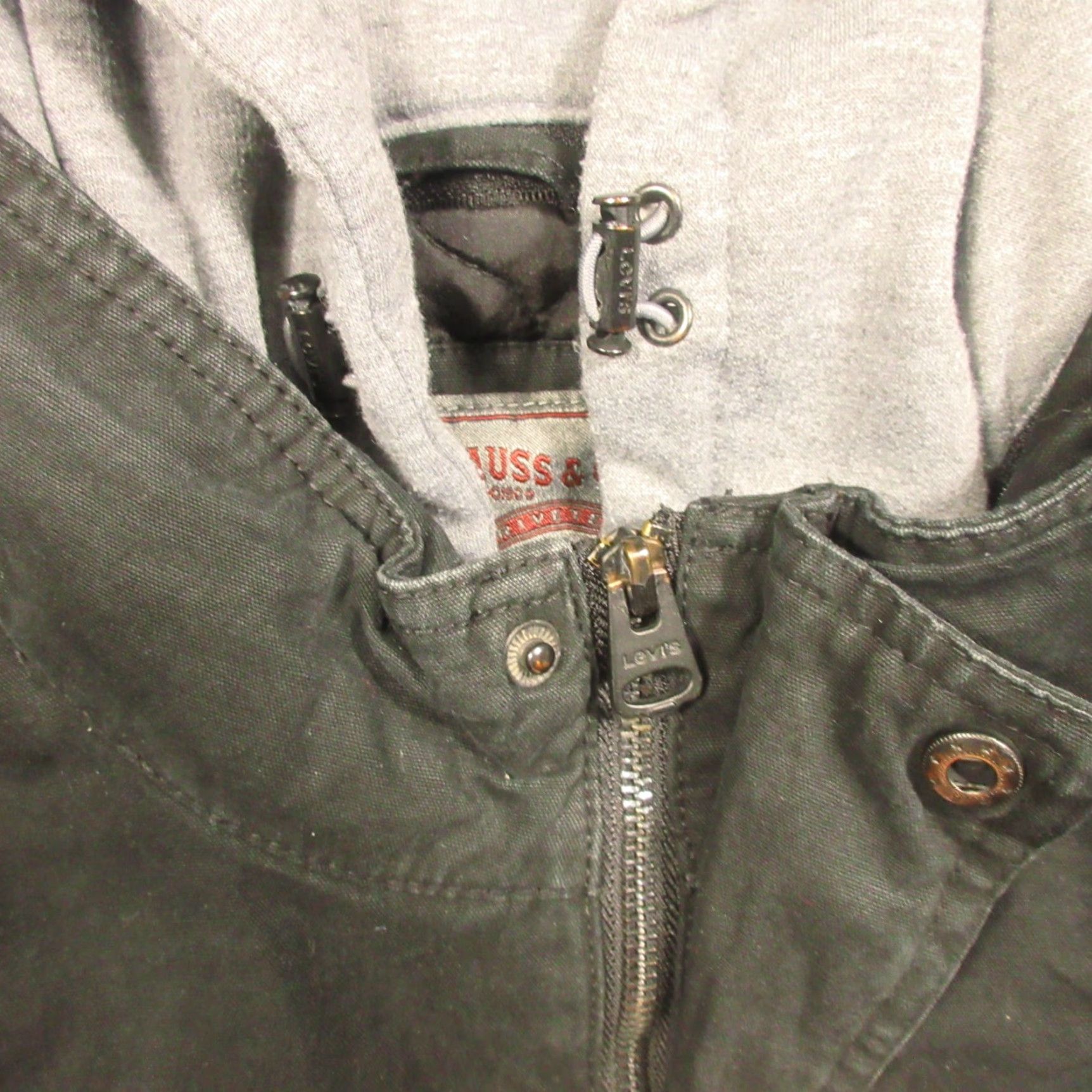 Levi's Levi's Jacket Mens Small Black Canvas Bomber Insulated Hooded Quilted Stand-Up Collar Pockets Zip Wind-Resistant Size US S / EU 44-46 / 1 - 4 Thumbnail