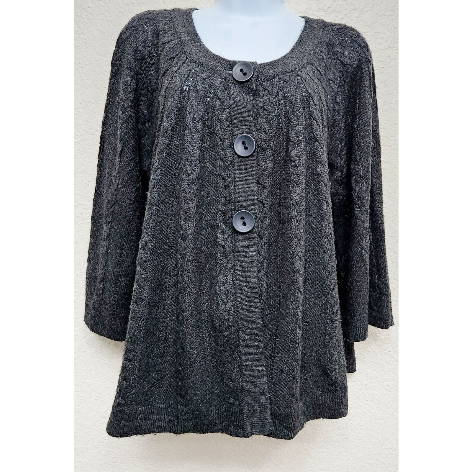 Coldwater Creek Coldwater Creek Charcoal 3 Button Cardigan Sweater XL 18 Size XL / US 12-14 / IT 48-50 - 1 Thumbnail
