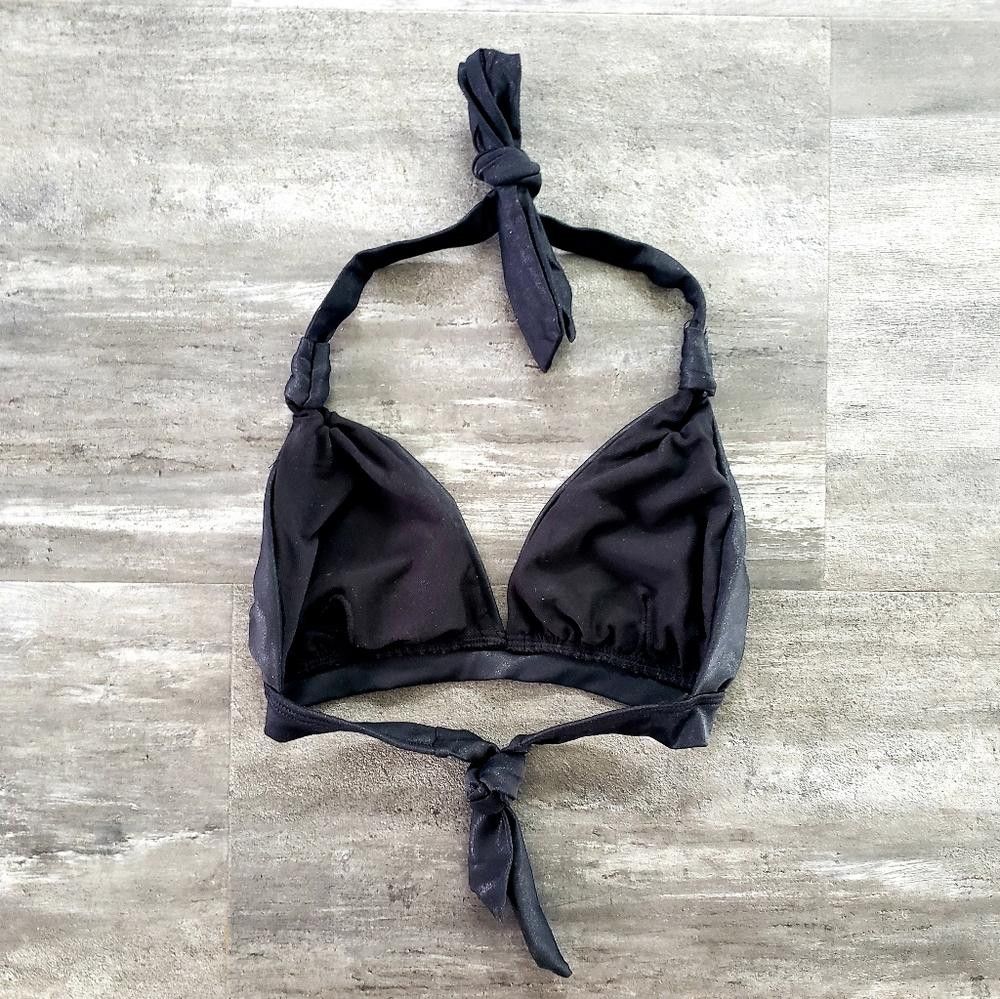Designer Black Shimmer BlackHeart Bikini Top Size ONE SIZE - 2 Thumbnail