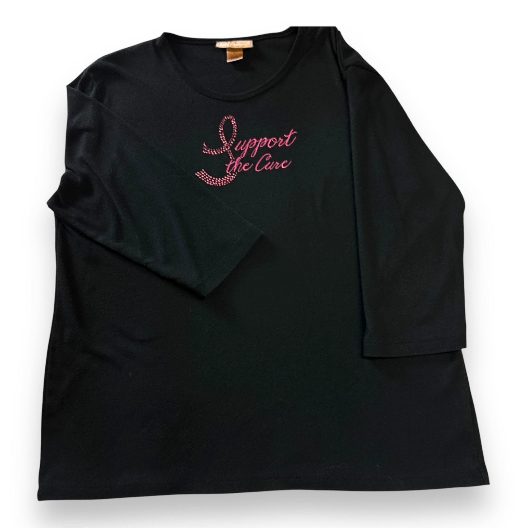 Vintage Black M&C "Support the Cure" X-Large Shirt 3/4 Sleeve EUC Be Size XL / US 12-14 / IT 48-50 - 1 Thumbnail
