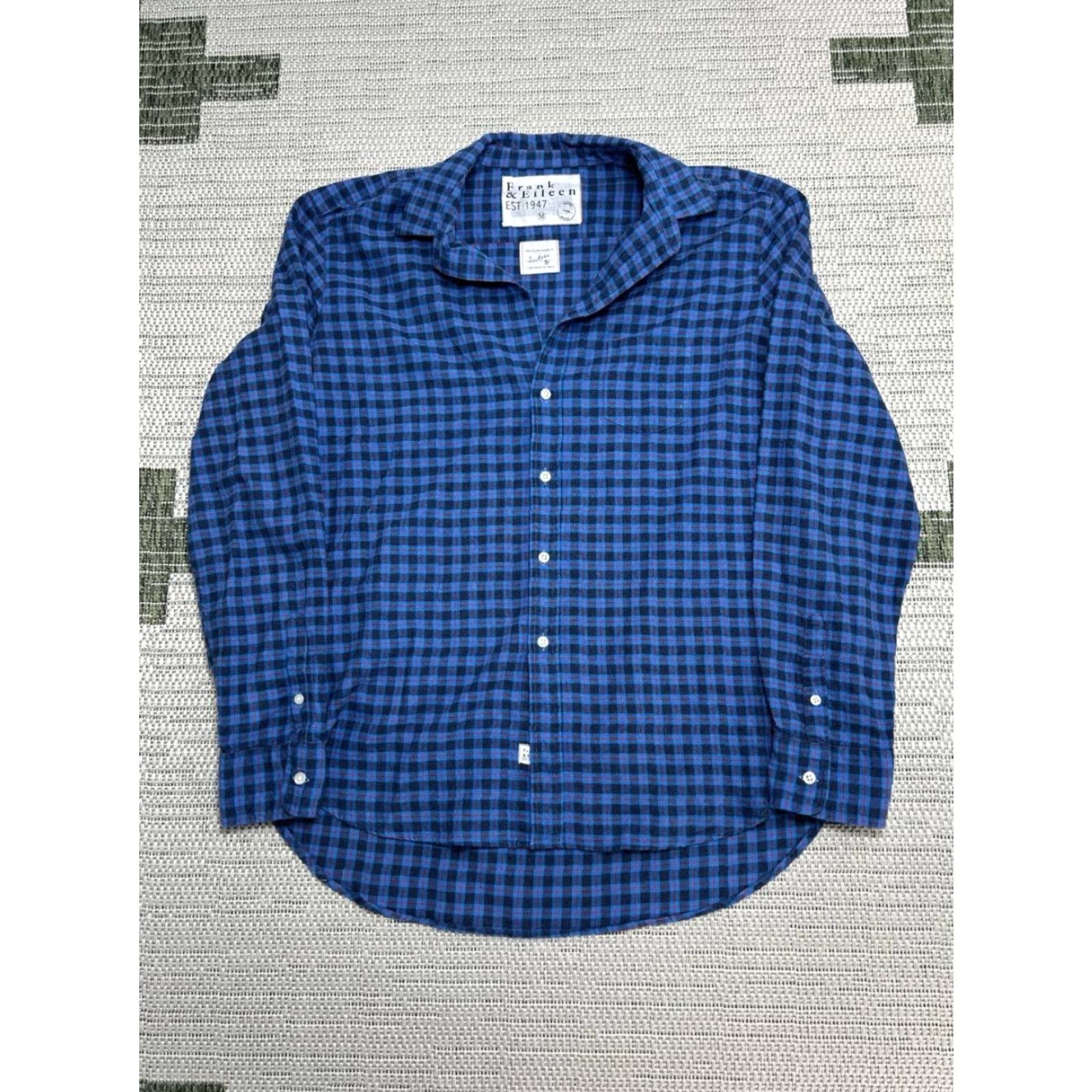Vintage Frank And Eileen Shirt Womens Medium Blue Cotton Plaid Flannel Button Up Size M / US 6-8 / IT 42-44 - 2 Thumbnail