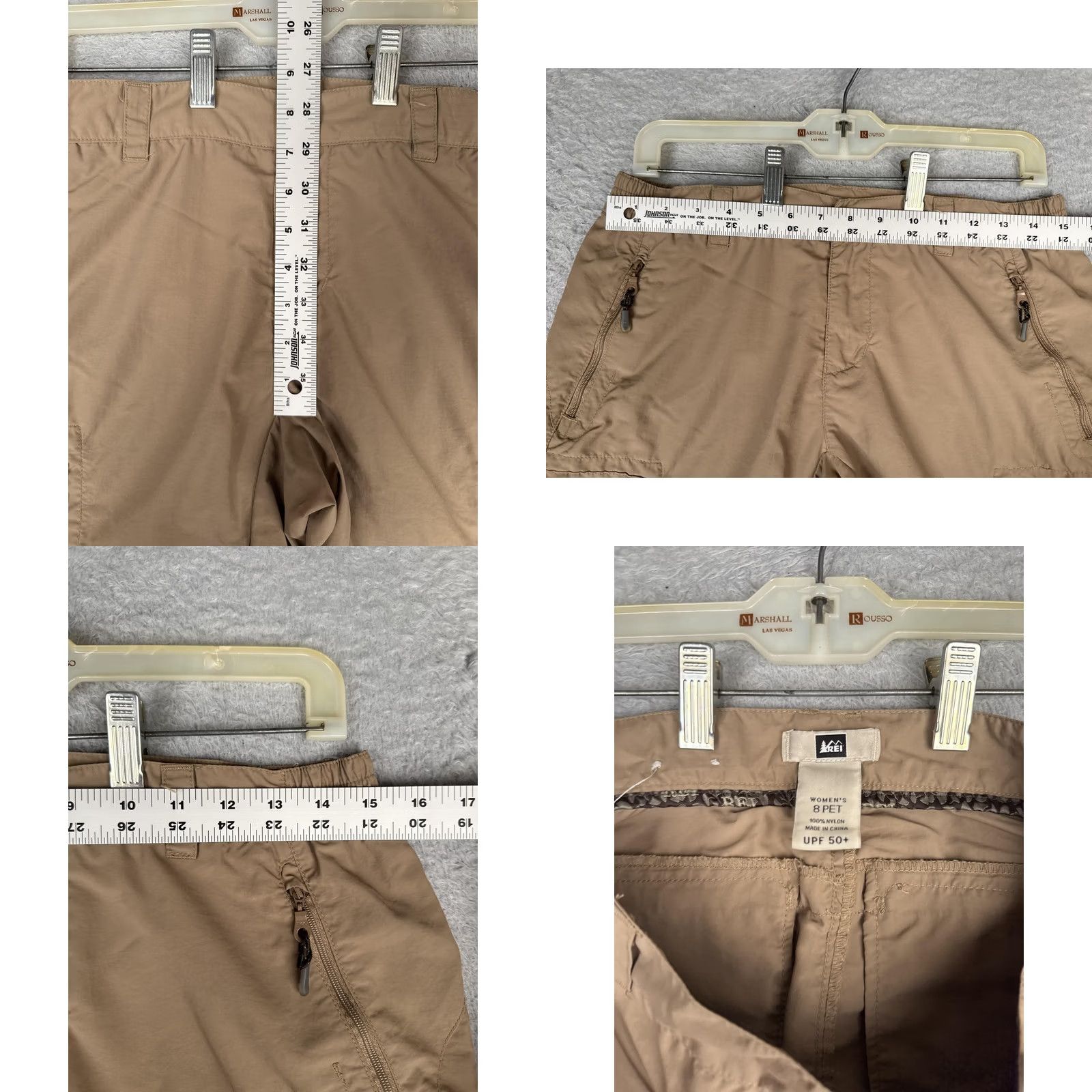 Vintage REI Womens 8P Beige Convertible Zip Off Hiking Cargo Nylon UPF 50+ Travel Pants Size 30" / US 8 / IT 44 - 8 Thumbnail