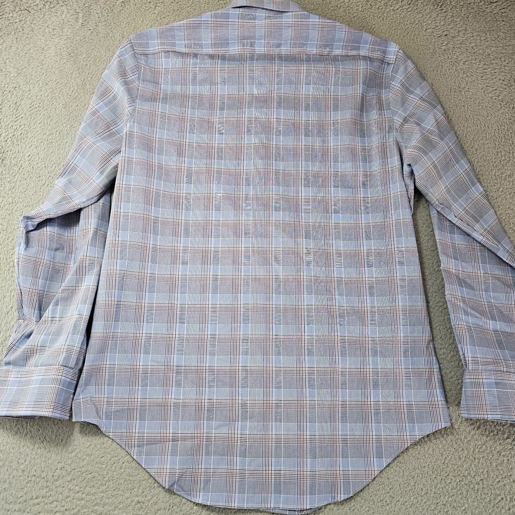 Stafford Stafford Dress Shirt Mens 15.5 32/33 Blue Check Button Up Collared Slim Comfort Non-Iron Wrinkle Resistant Size 40R - 7 Thumbnail