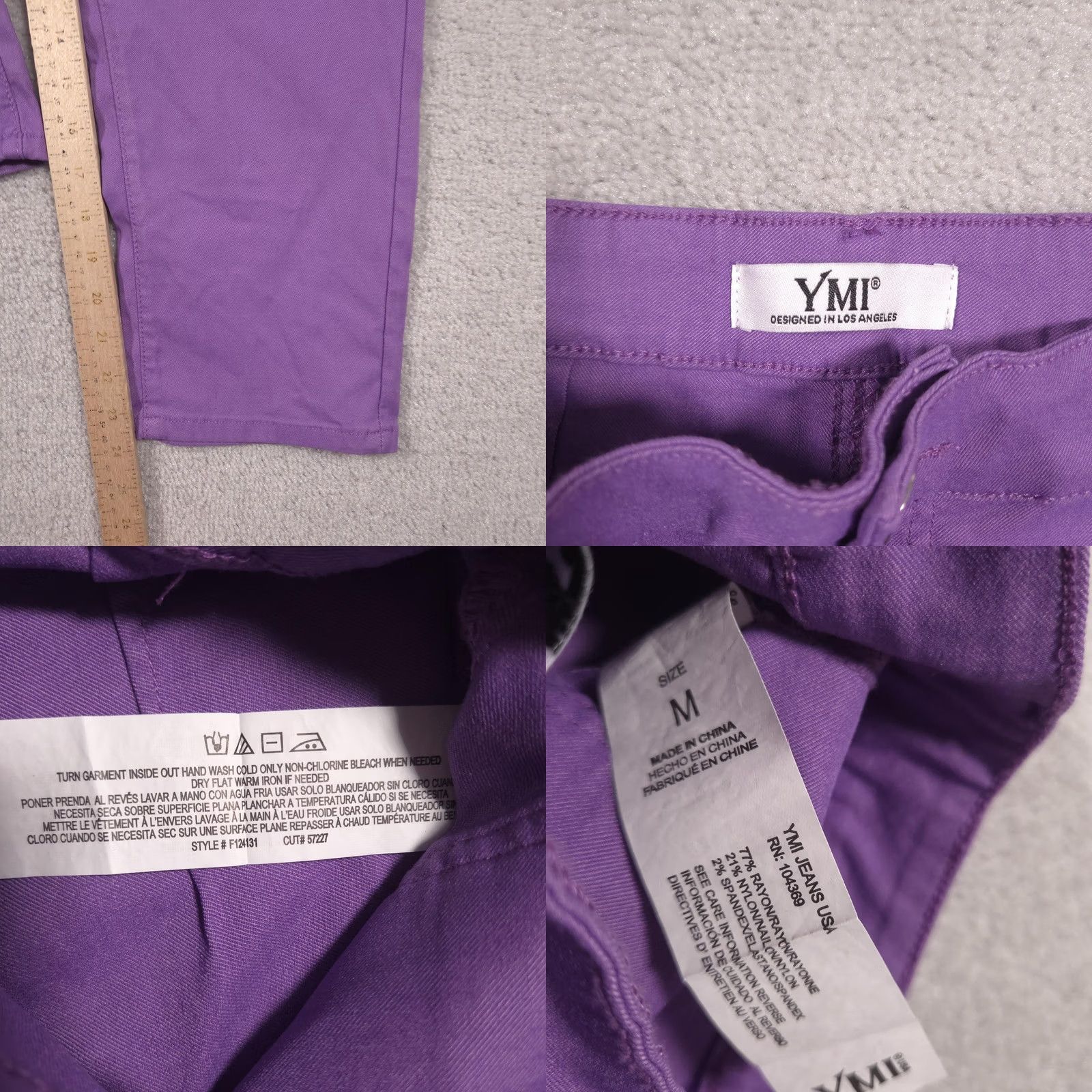 Vintage YMI Pants Womens M Purple Twill Straight Leg Chino Capri Zip Fly Stretch Size 32" / US 10 / IT 46 - 8 Thumbnail