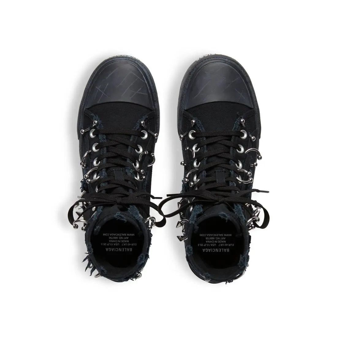 Balenciaga o1mt1gz1224 Paris High Top Sneaker With Piercings in Black Size US 11 / EU 44 - 5 Thumbnail