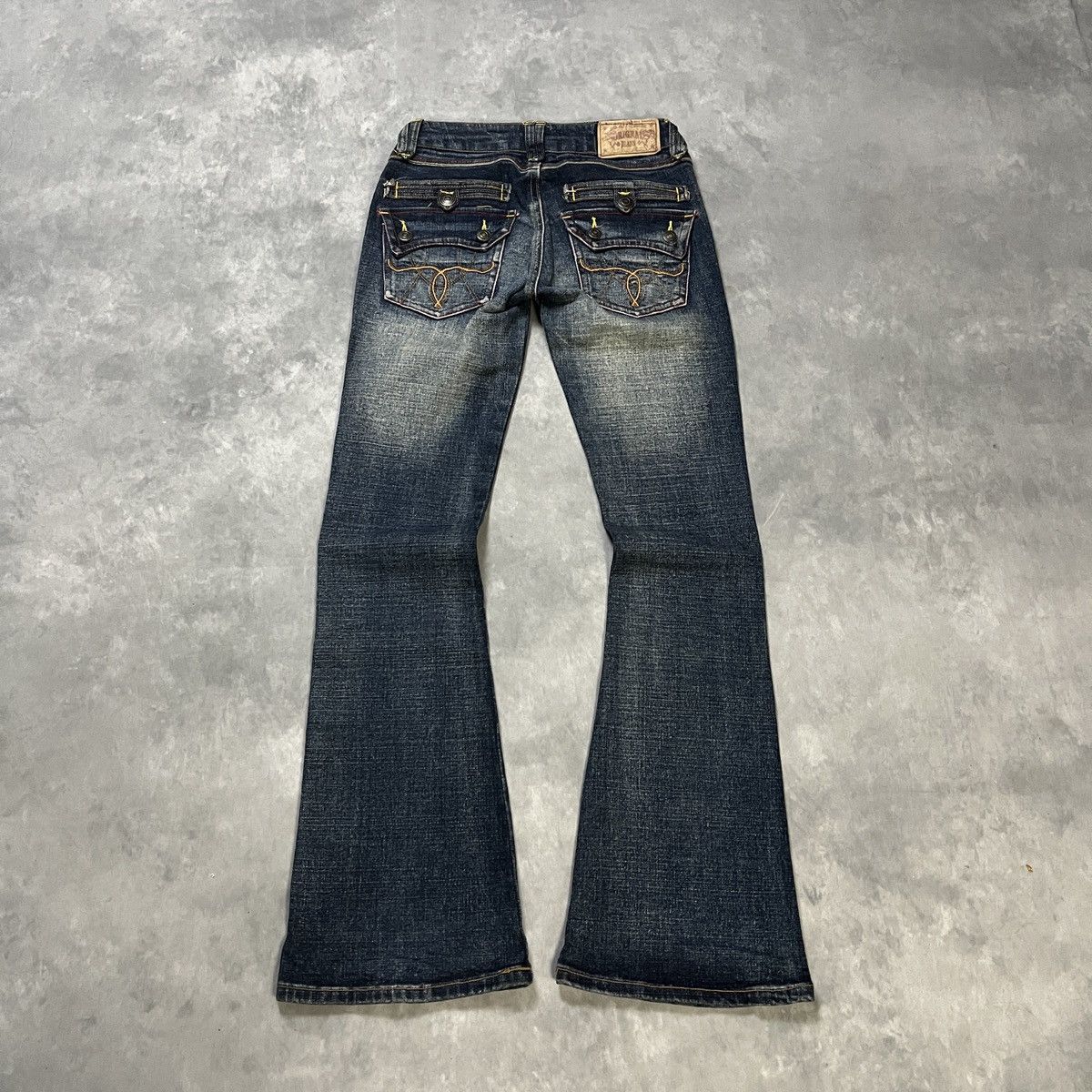 Japanese Brand Y2K Flare Bootcut Denim Embroidery Back Pocket Archive Style Size US 27 - 7 Thumbnail