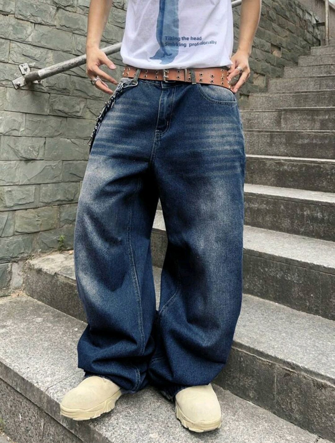 Japanese Brand × Jean Solid Color Simple Style Baggy Jeans Daily Size US 30 / EU 46 - 1 Thumbnail