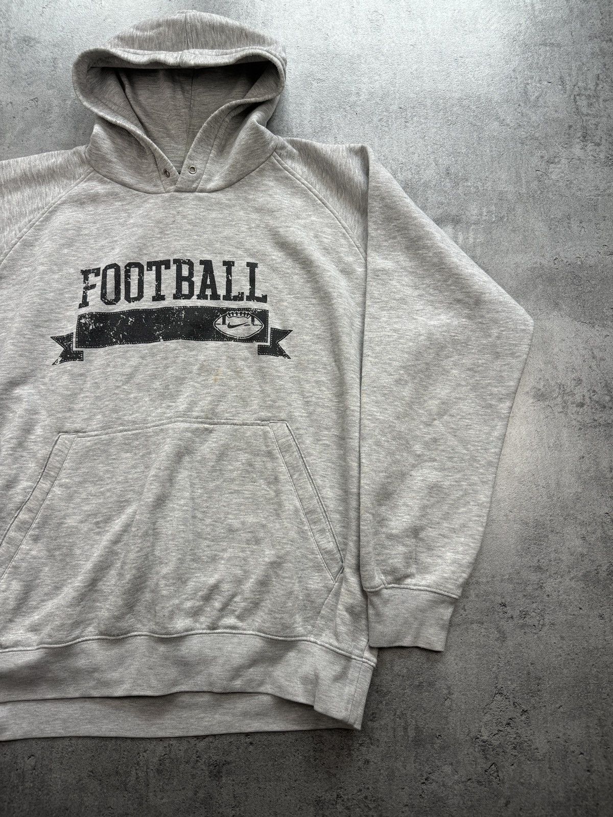 Nike × Vintage Nike Football boxy hoodie vintage rap skate grey logo swoosh Size US L / EU 52-54 / 3 - 4 Thumbnail