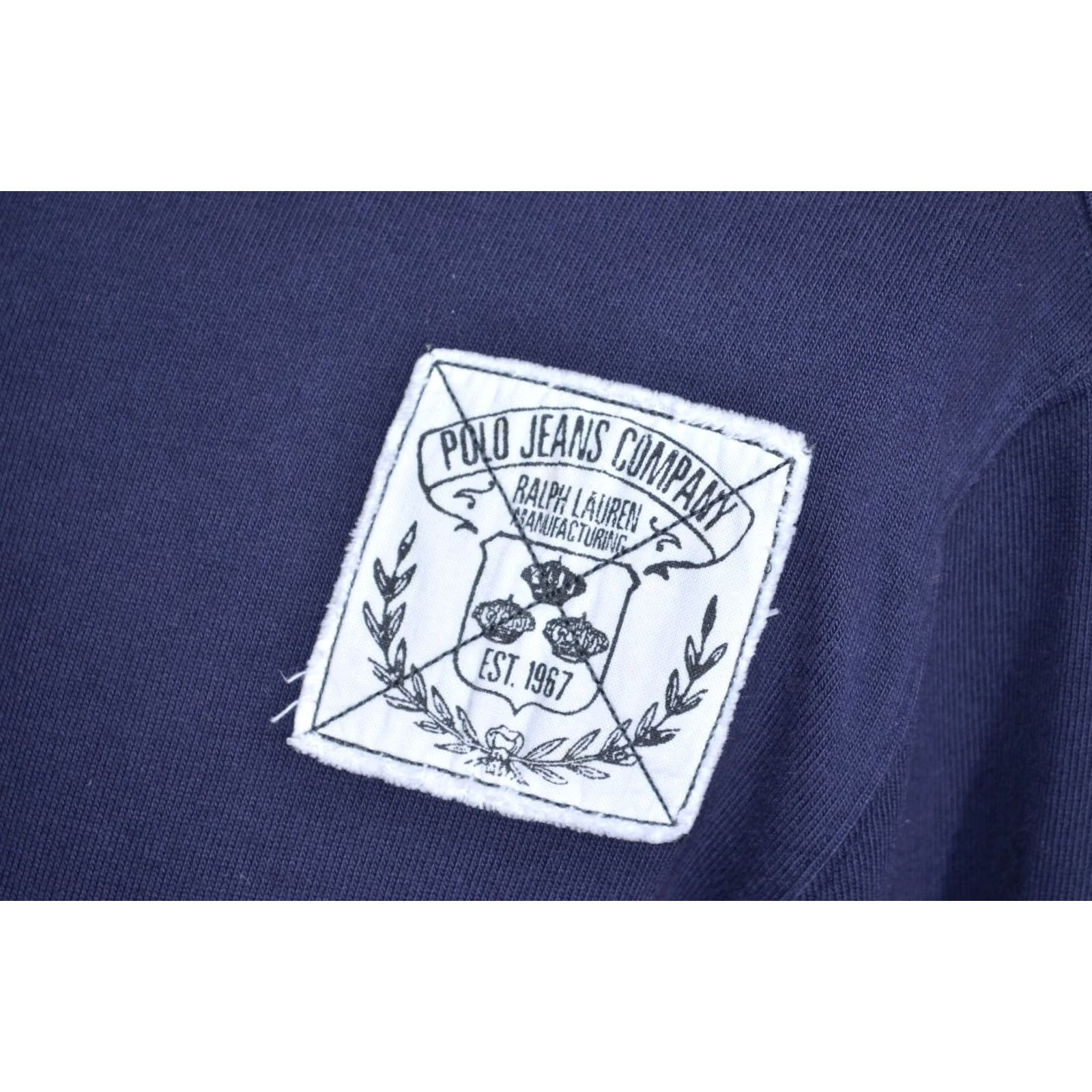 Vintage Polo Jeans Co Rugby Jumper Men’s L Navy Blue Corduroy Collar Elbow Patch Vintage Size US L / EU 52-54 / 3 - 5 Thumbnail
