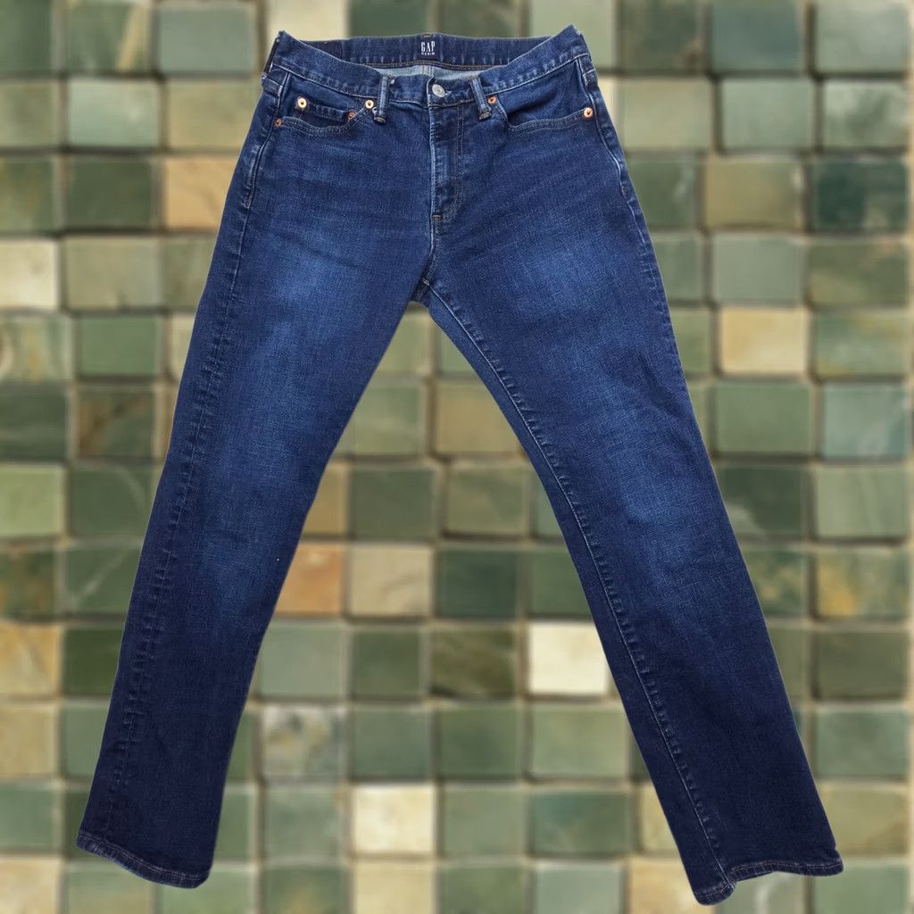 Gap Gap Jeans Mens Slim Straight 29x30 Dark Blue Denim Cotton Stretch 5-Pocket USA 1969 Regular Boys? Size US 29 - 1 Thumbnail