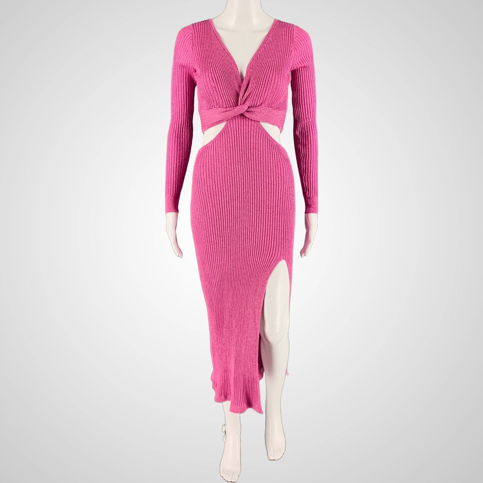 LoveShackFancy LOVESHACKFANCY Size XS Pink Viscose Ribbed Cutout Dress Size XS / US 0-2 / IT 36-38 - 1 Thumbnail
