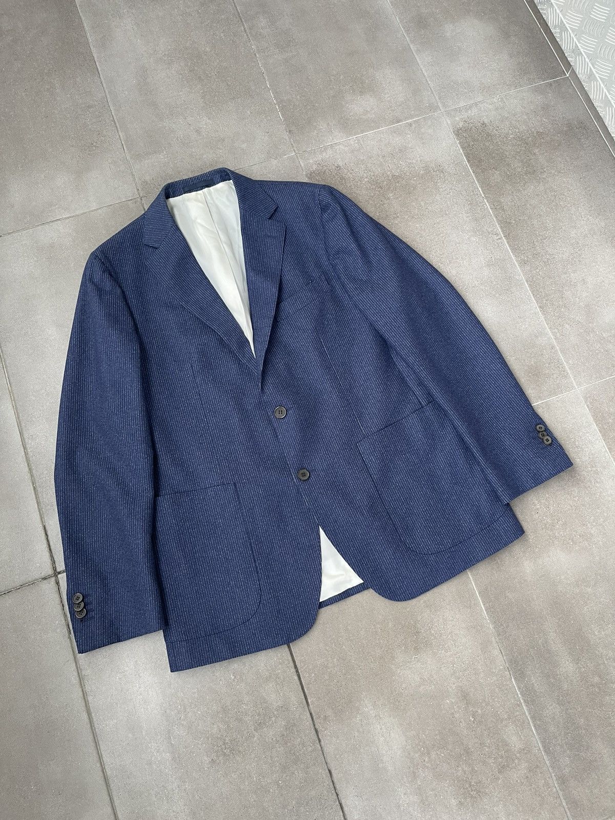 Suitsupply SS15 Suitsupply Havana White Striped Navy Wool Casual Blazer Size US L / EU 52-54 / 3 - 7 Thumbnail