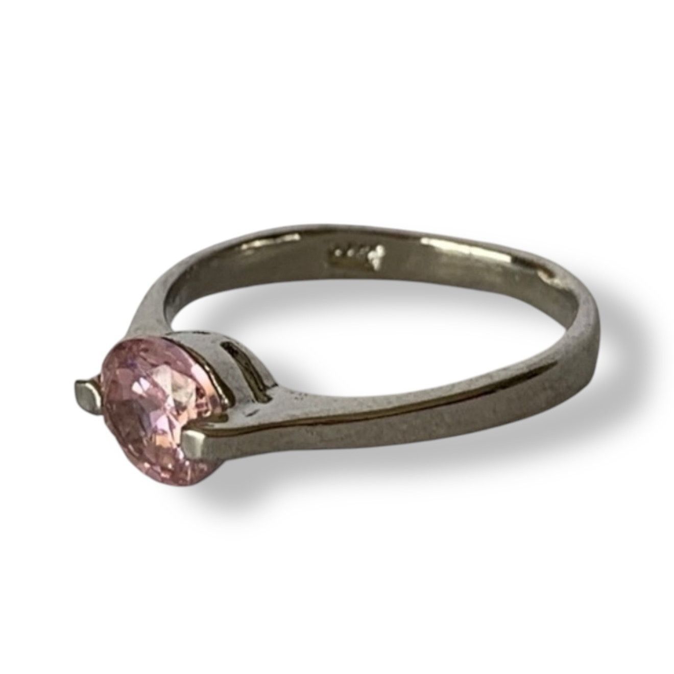 Other Pink Round Sapphire Solitaire Silver Ring Size 6 Size ONE SIZE - 1 Thumbnail