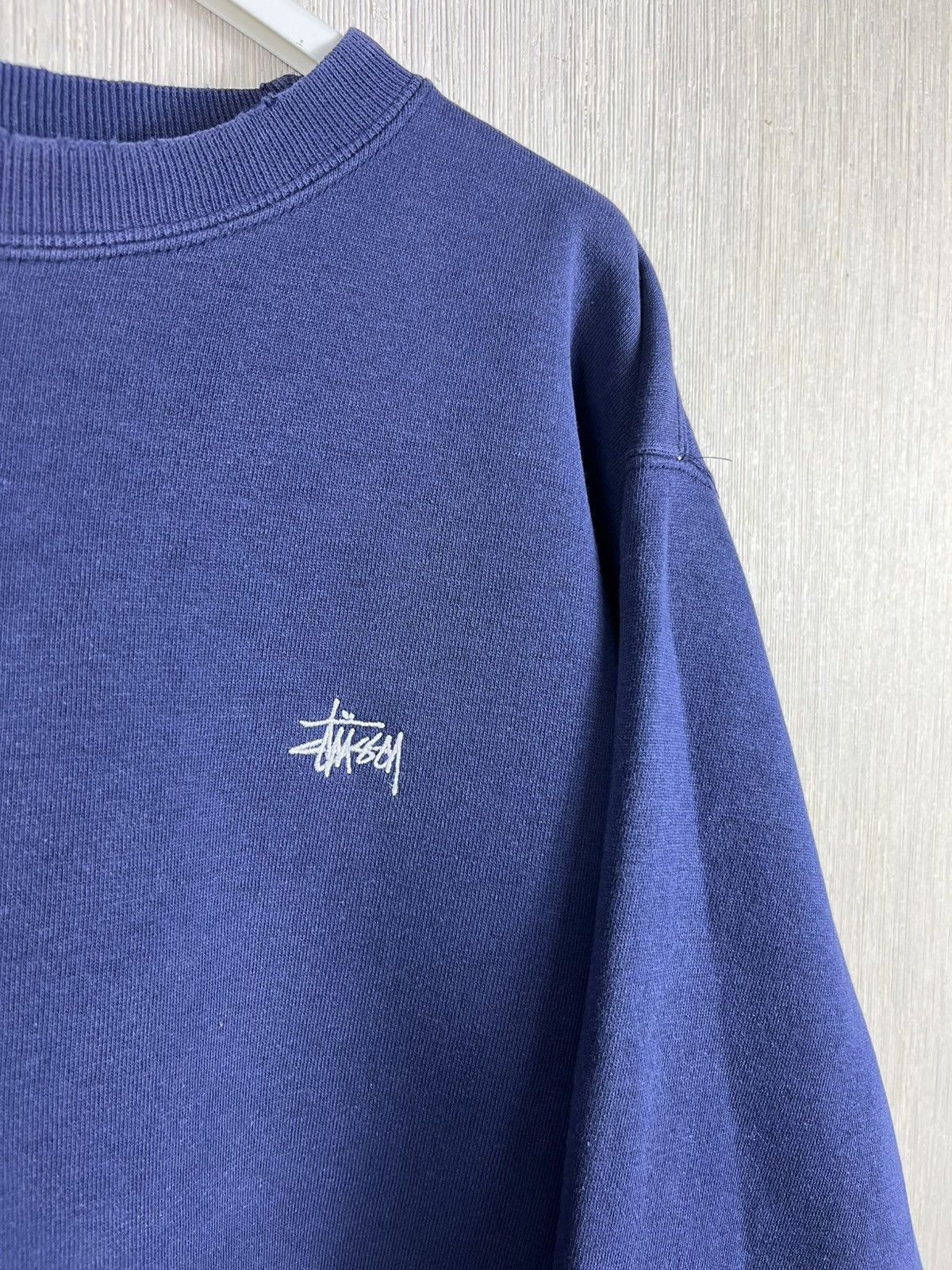 Stussy Vintage 80s Stussy basic chest logo navy distressed crewneck Size US M / EU 48-50 / 2 - 9 Thumbnail