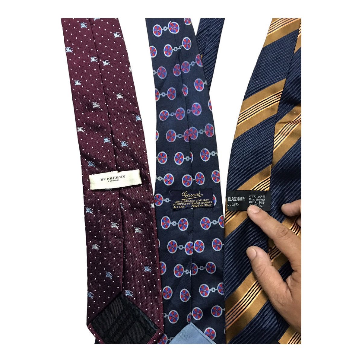 The Tie Bar × Vintage Combo 3 Item Tie Gucci/Burberry/Pierre Balmain Size ONE SIZE - 5 Thumbnail