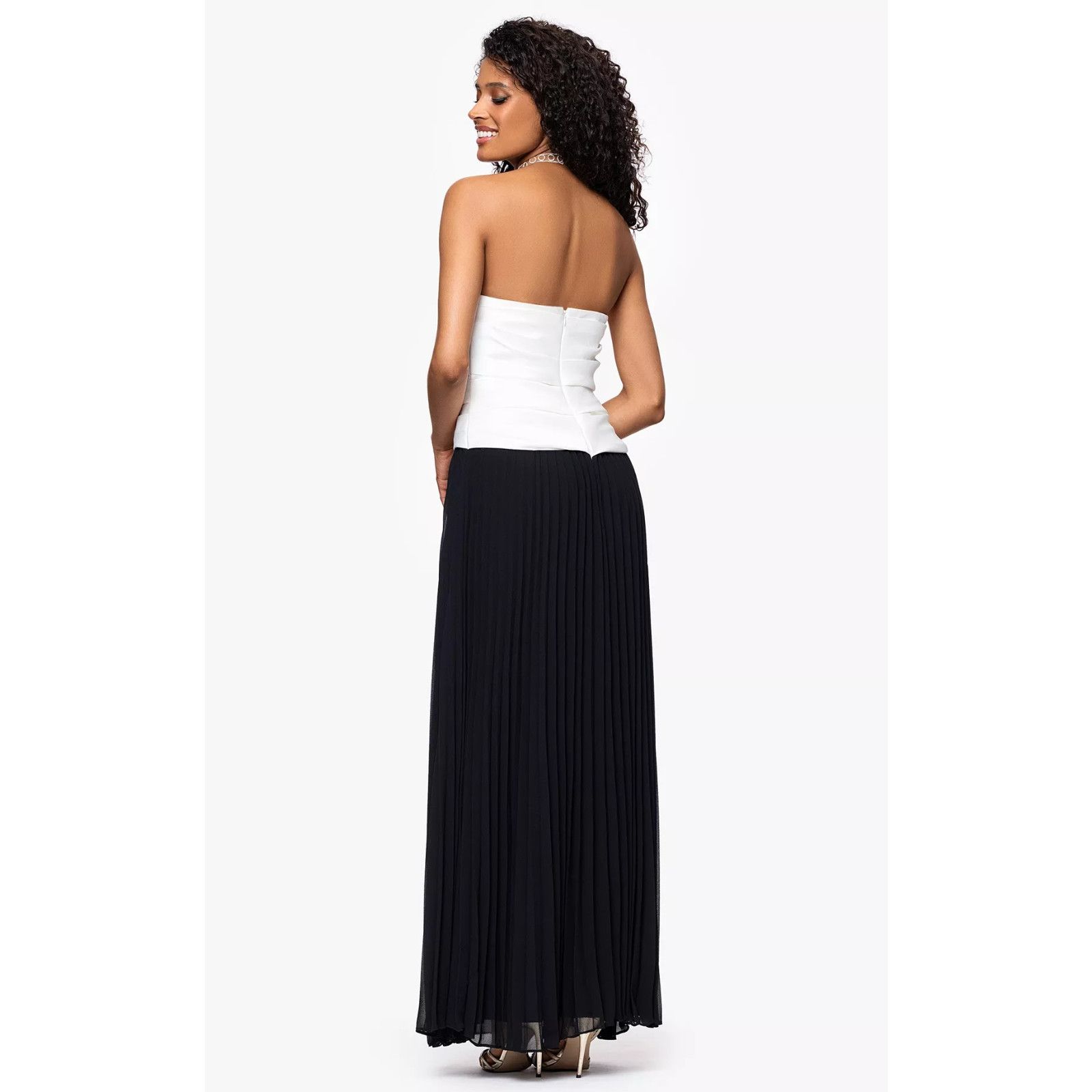 Other Betsy & Adam Colorblocked Strapless Chiffon-Skirt Long Dress Size S / US 4 / IT 40 - 4 Thumbnail