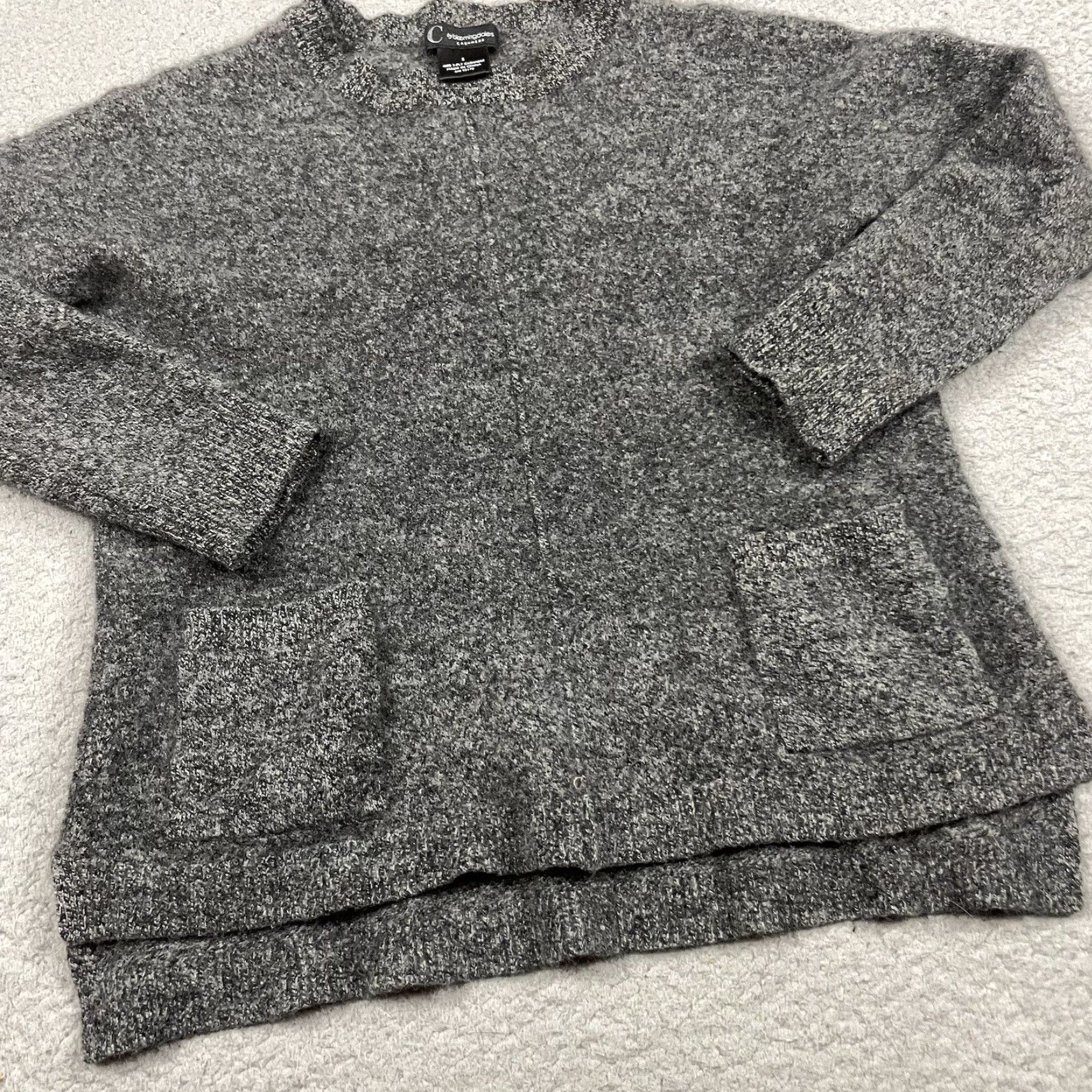 Bloomingdale's VINTAGE C by Bloomingdale's Sweater Womens Small Gray Cashmere Pullover 2-Ply Charcoal S Size S / US 4 / IT 40 - 3 Thumbnail