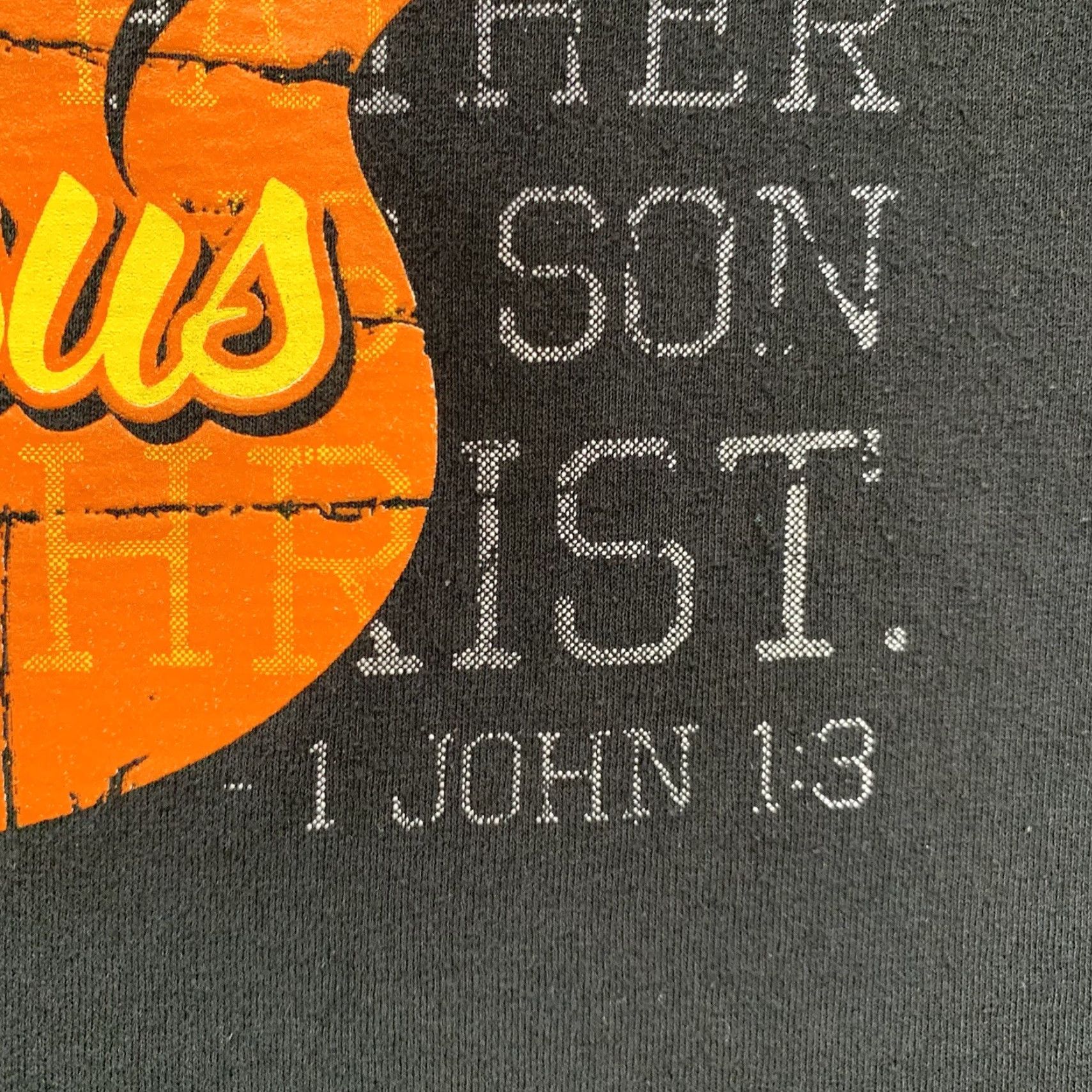 Jerzees VINTAGE Christian T-Shirt Men’s 2XL Crew Neck Short Sleeve Black Faith John 1:3 Graphic Print Unisex All Seasons Size US XXL / EU 58 / 5 - 4 Thumbnail
