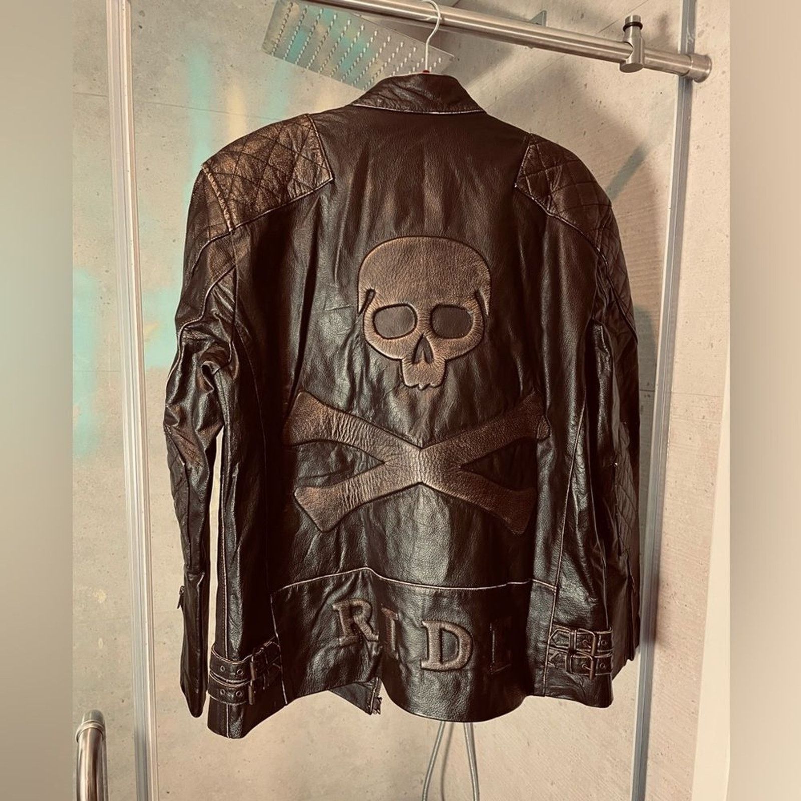 90s Skeleton Leather Biker Jacket ☠️ Here's a cool leather jacket that  features bones stitched all throughout. Size Large Measurements 23.5 x 25  SOLD #50s #50svintage #vintage50s #60s #60svintage #vintage60s #60sleather  #50sleather #