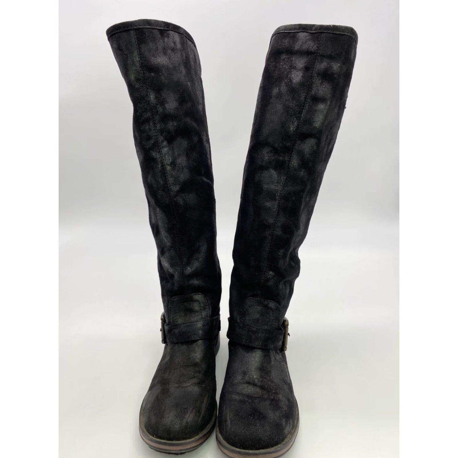Steve Madden STEVE MADDEN WOMENS RIDING BOOTS BLACK LEATHER SZ 7 KNEE-HIGH BUCKLE Size US 7 / IT 37 - 2 Thumbnail