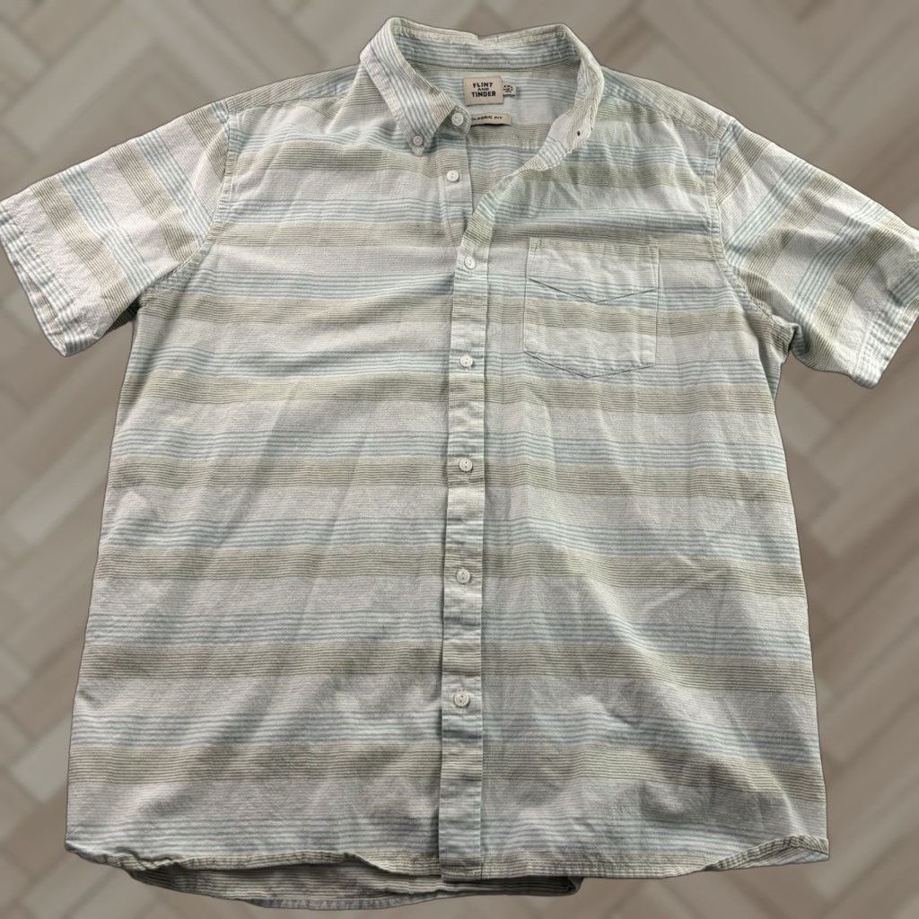 Flint And Tinder Flint And Tinder Short Sleeve Classic Cotton Hemp Button Front Shirt Mens XXL Multicolor Cotton Hemp Shirt Men 2XL Size US XXL / EU 58 / 5 - 1 Thumbnail