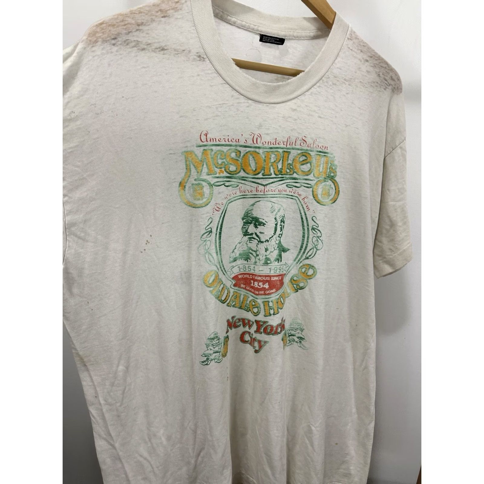 Fruit Of The Loom VTG McSorley’s Ale House Bar NY Pub Paper Thin Burnout Worn T-Shirt XL Mens White Nike Shirt Size US XL / EU 56 / 4 - 7 Thumbnail