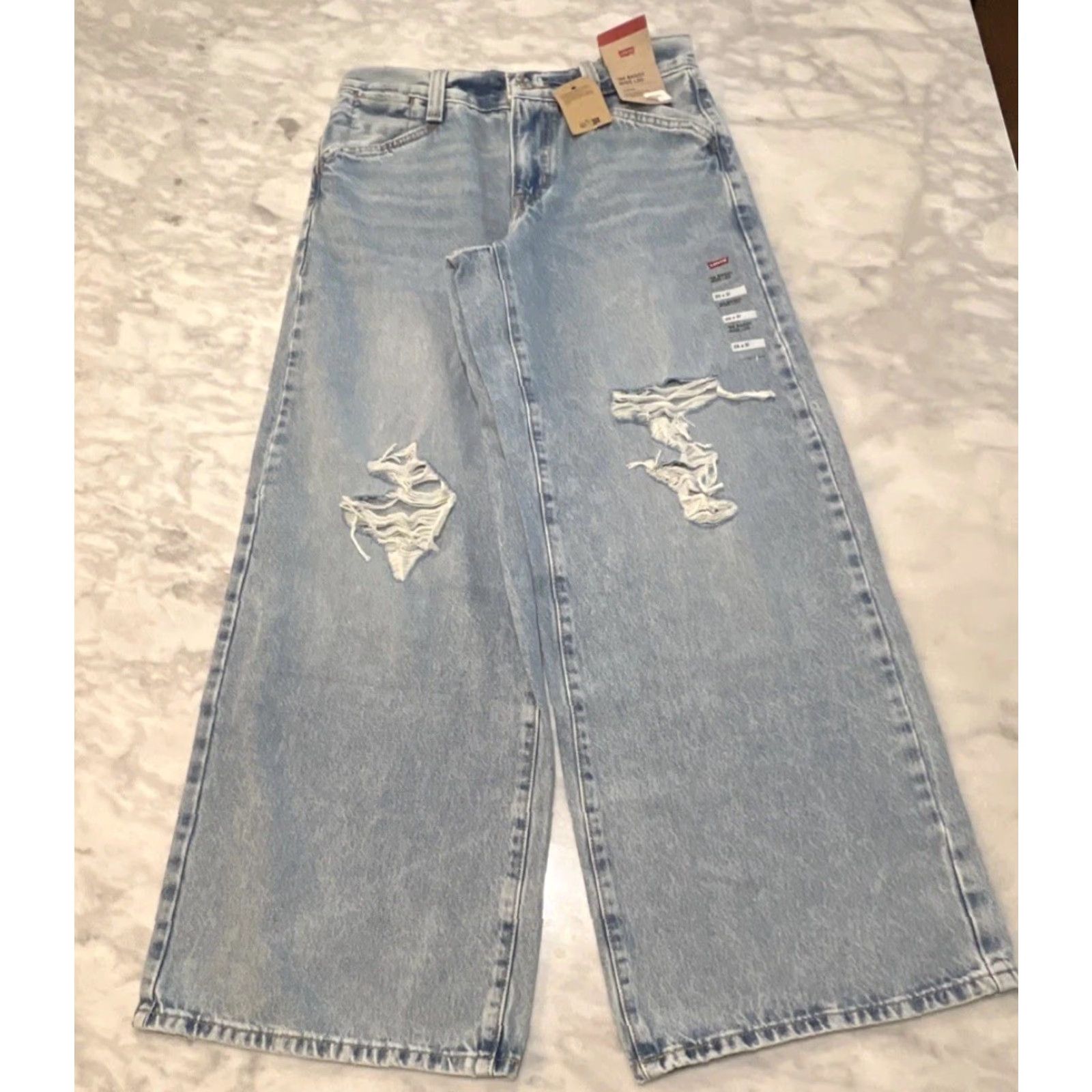 Levi's Levi's 94's Baggy Wide Leg Jeans Women’s 26x31 Distressed Blue NWT Jeans Women’s Regular 5-Pocket Design Denim Jeans Mens Womens Size 26" / US 2 / IT 38 - 2 Thumbnail