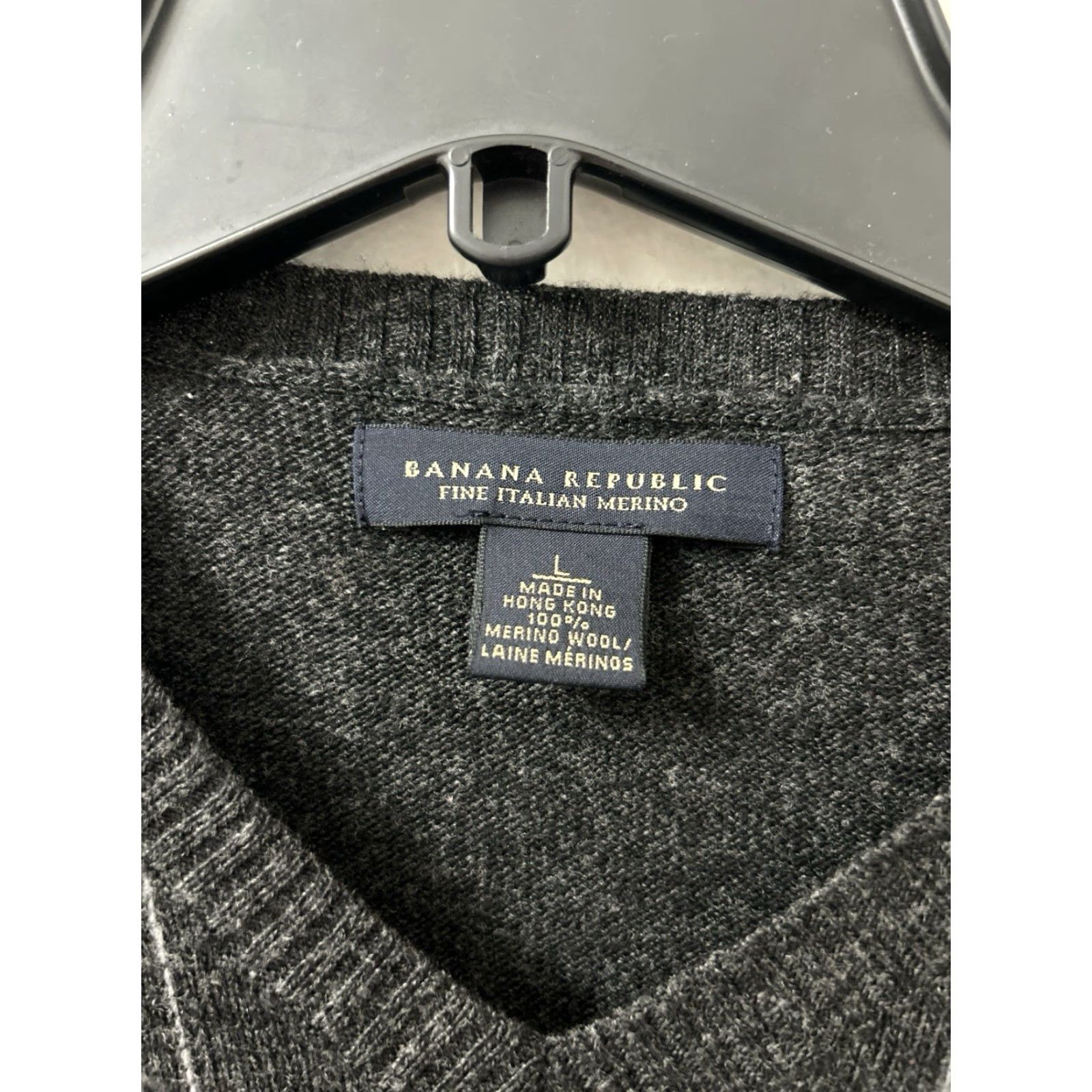 Banana Republic Banana Republic Sweater Mens L Gray 100% Merino Wool V-Neck Pinstripe L/S 2003 Size US L / EU 52-54 / 3 - 5 Thumbnail
