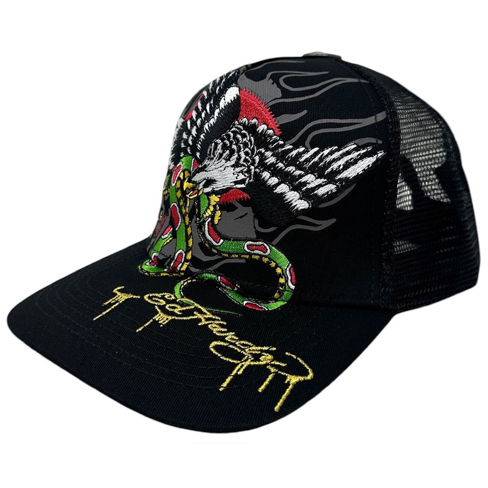 Ed Hardy Ed Hardy Trucker Hat Embroidered Tattoo Eagle Snake Cap Size ONE SIZE - 2 Thumbnail