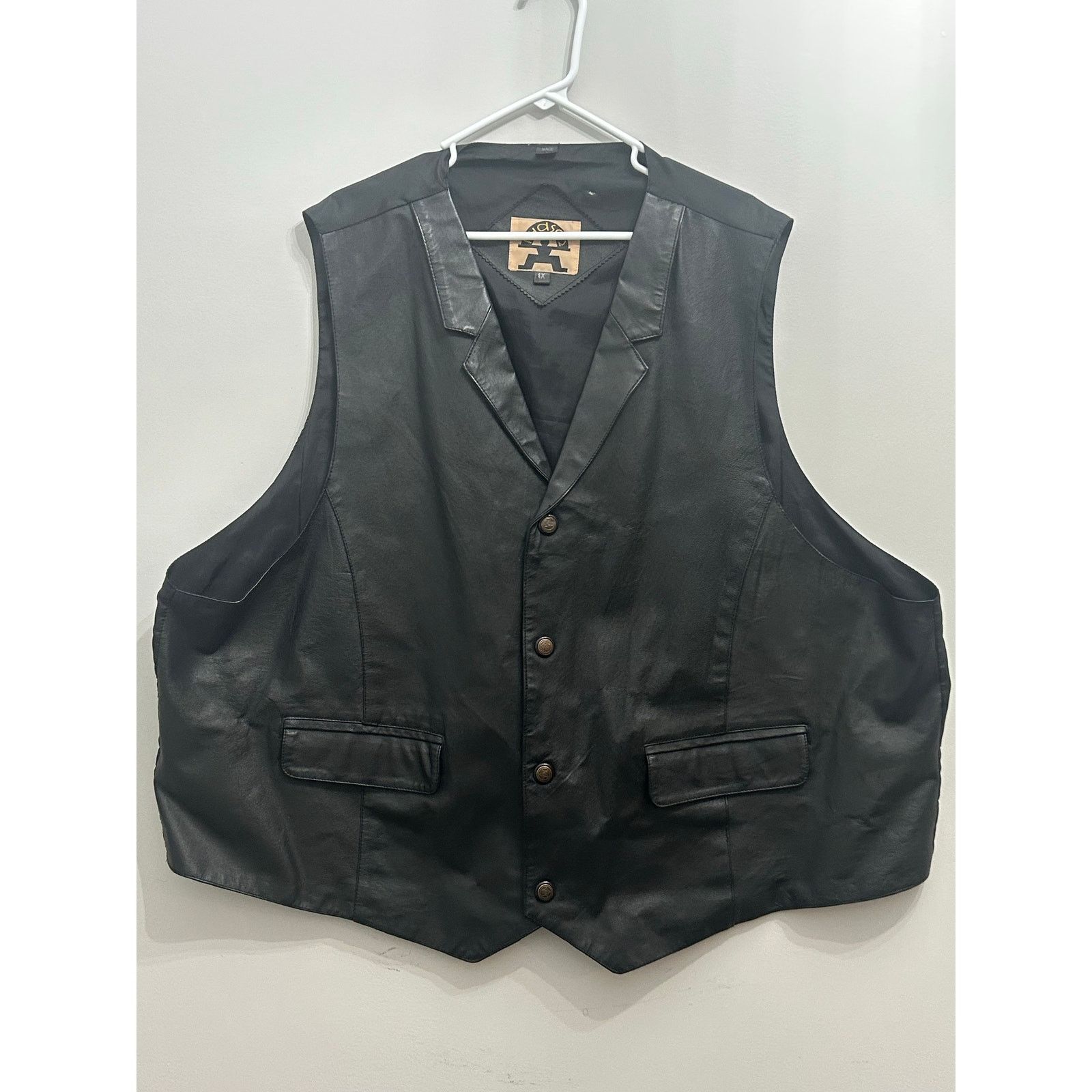 Other Phase 2 Black Leather Vest 4X Snap Button Biker Big & Tall Size US XXL / EU 58 / 5 - 2 Thumbnail