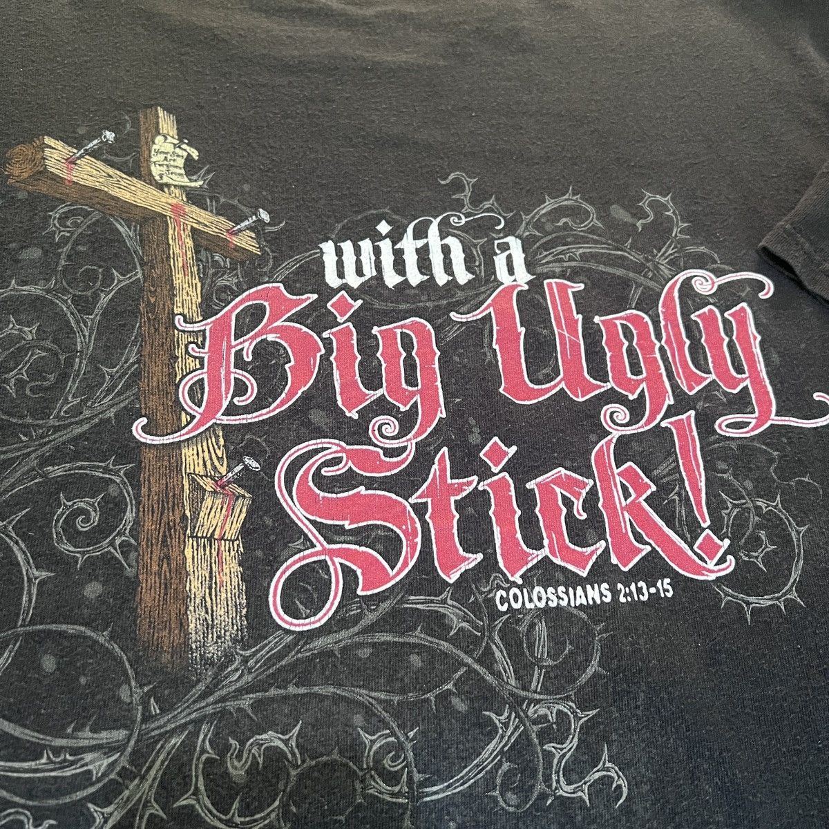 Vintage Vintage Y2K Jesus beat the devil God Lord Bible Tee XL Faded Size US XL / EU 56 / 4 - 3 Thumbnail