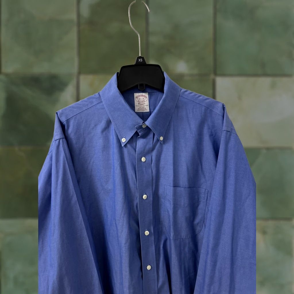 Brooks Brothers Brooks Brothers Original Polo Shirt Mens 16.5 Blue Oxford Supima L/S Dress Shirt Classic Size US XL / EU 56 / 4 - 1 Thumbnail