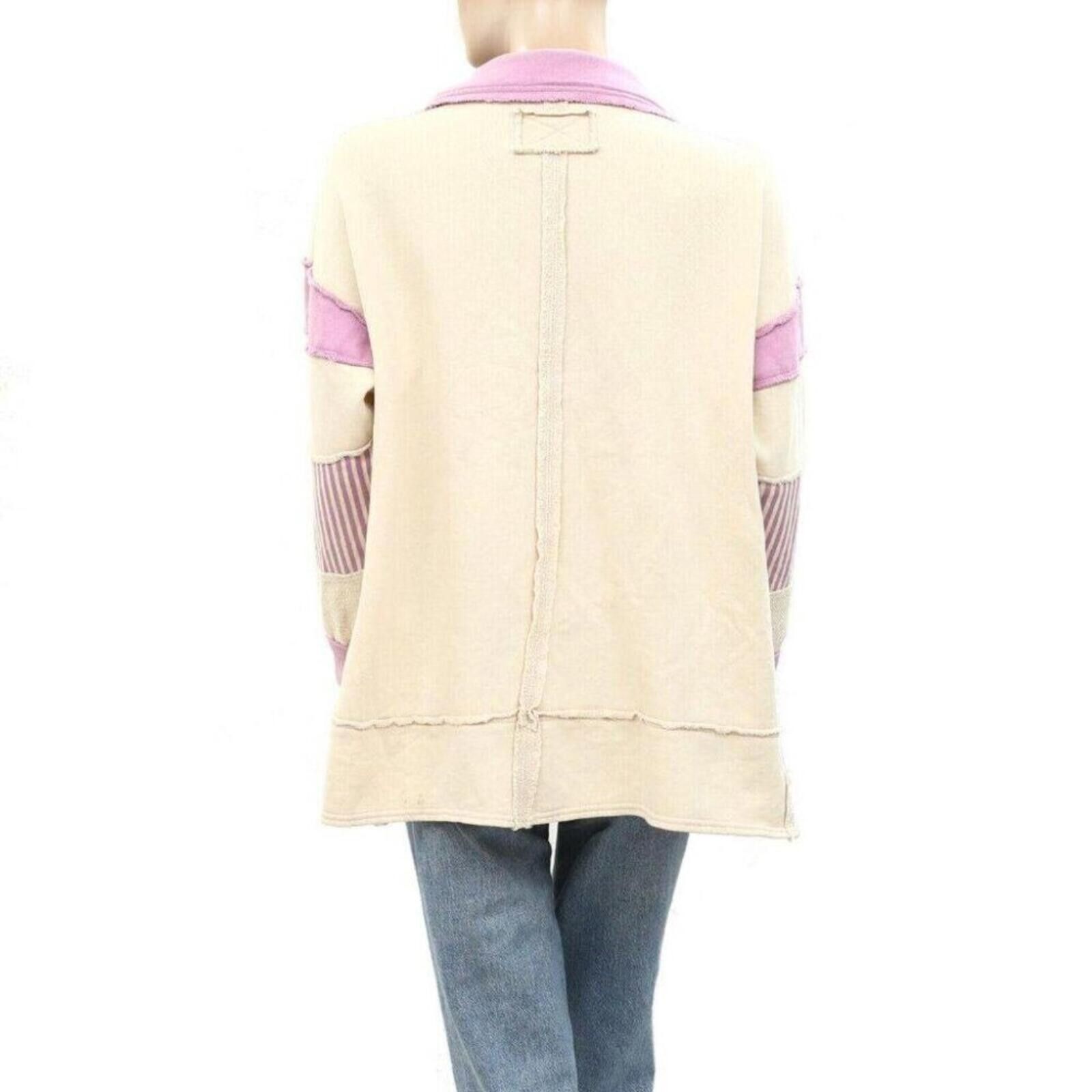 Free People Free People Cream and Lavender Oversized Pullover Sweatshirt Size S / US 4 / IT 40 - 7 Thumbnail